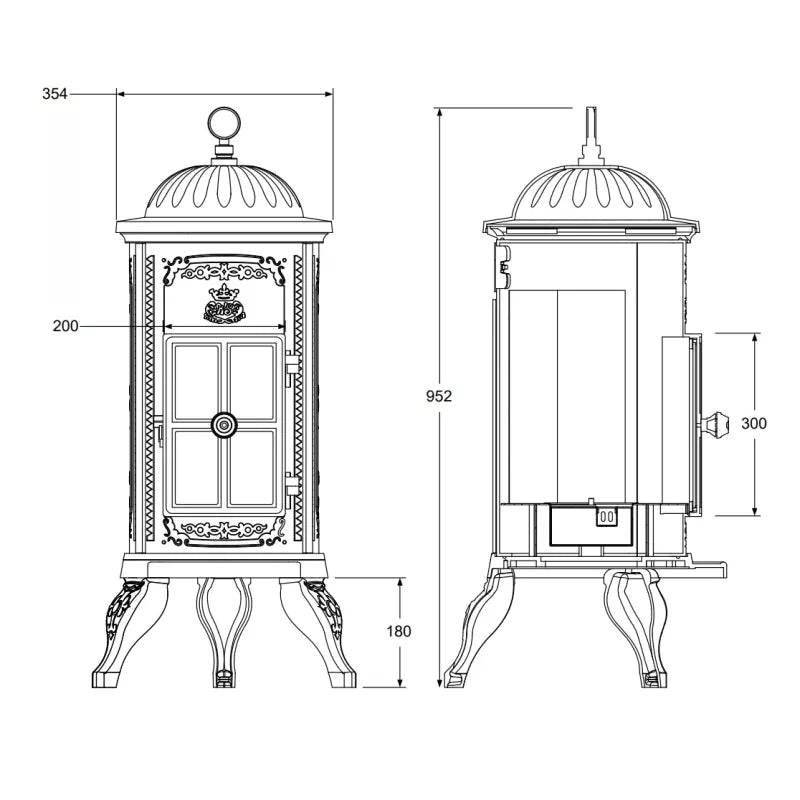 Westbo Carl BIO Cast Iron Stove - Efficient Wood Burning Fireplace for Home Heating & Cozy Ambiance - Perfect for Living Rooms, Cabins & Outdoor Spaces