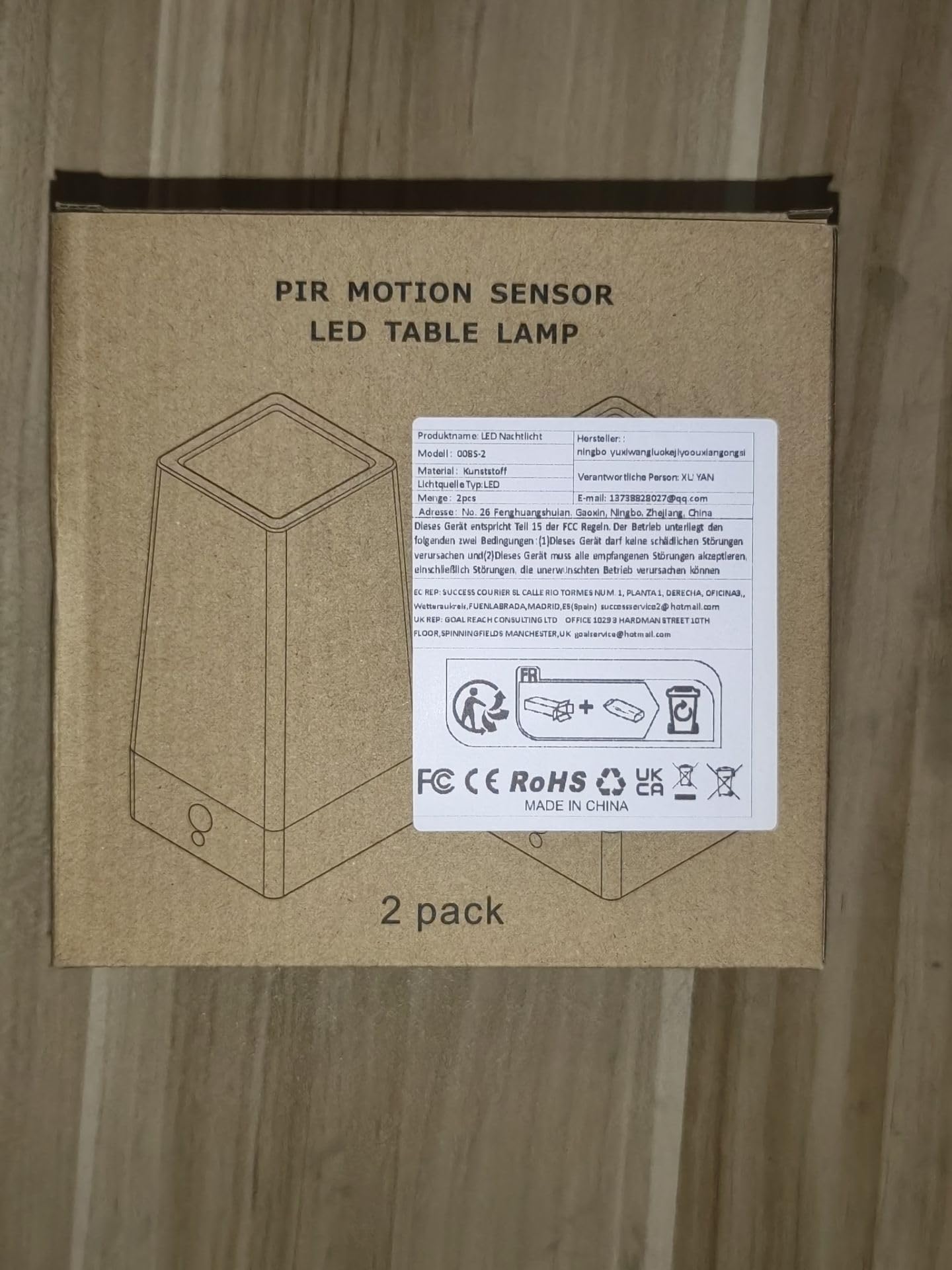 2-Pack Square Retro LED Night Light with Wireless PIR Motion Sensor - Battery Powered Bedside Lamp for Living Room, Bedroom, Bathroom, Hallway & Kitchen - Perfect for Nighttime Safety and Convenience