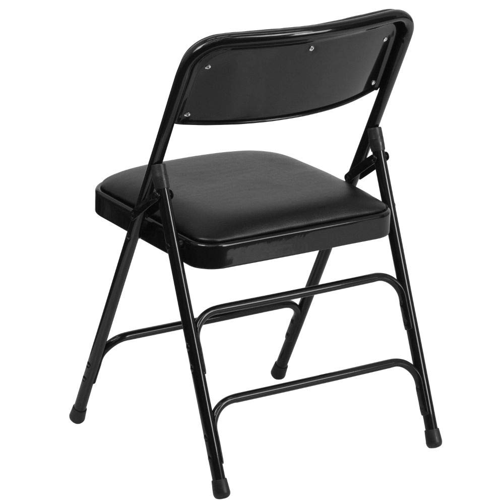 Flash Furniture HERCULES Series Metal Folding Chairs with Padded Seats - Set of 2 Black Heavy Duty Stackable Chairs for Events, Parties, Weddings & Home Use