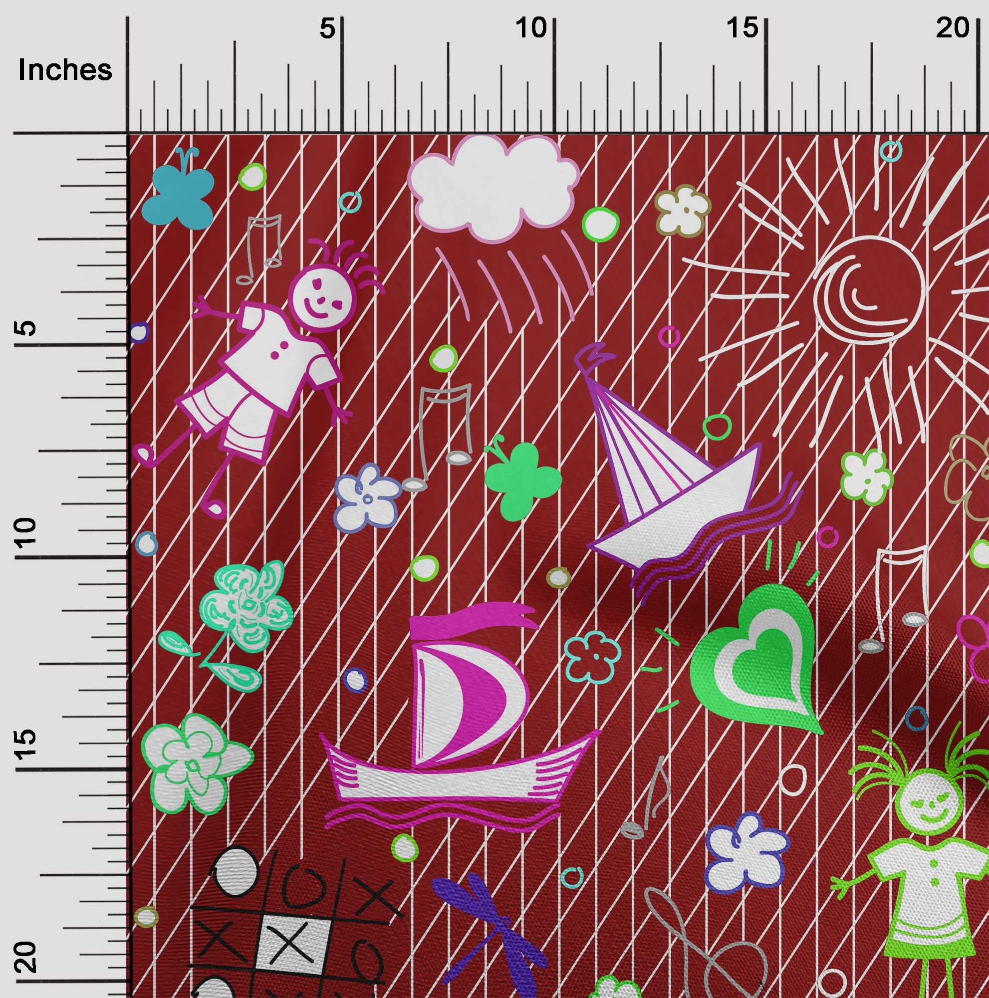 Premium Cotton Poplin Twill Maroon Fabric for Kids Clothing - 56