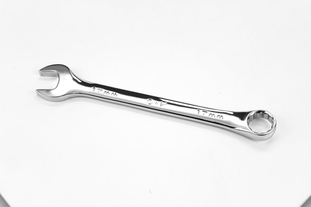 17mm 12-Point Metric Combination Chrome Wrench - Professional Automotive & Industrial Tool for Tightening Bolts and Nuts