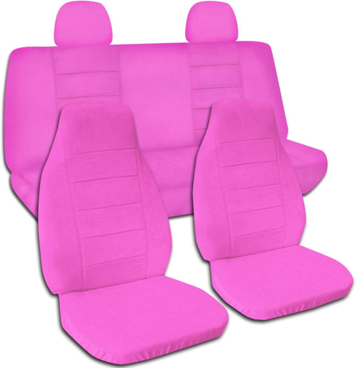 Hot Pink Solid Color Car Seat Covers Full Set with 2 Rear Headrest Covers - Semi-Custom Fit for Any Car, Truck, Van, RV or SUV - 22 Color Options - Perfect for Vehicle Protection and Style Upgrade