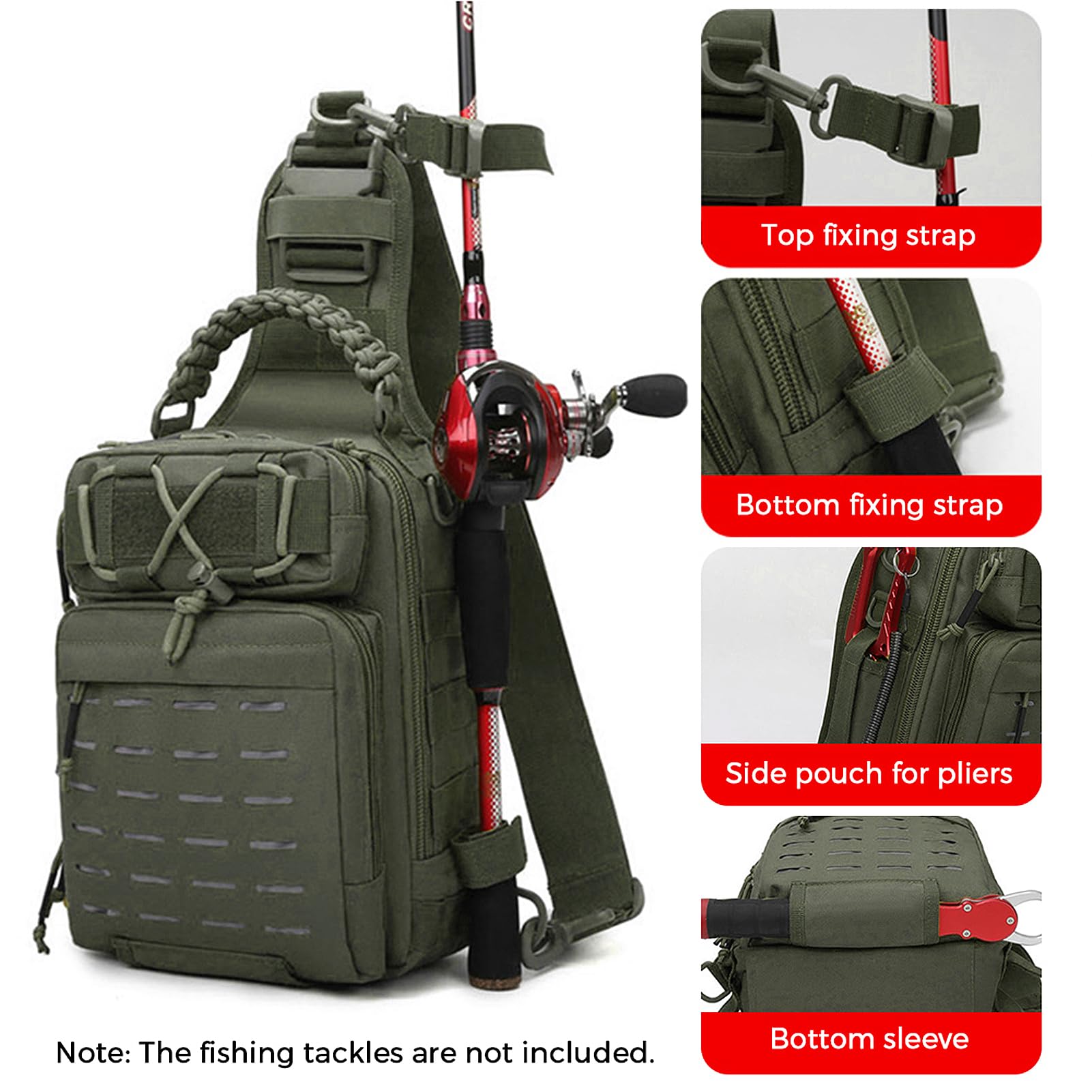 **Doorslay Fishing Sling Bag - Waterproof Tackle Storage Bag for Fishing Gear, Hiking, Hunting & Camping - Compact & Durable Outdoor Accessory for Anglers & Adventurers**