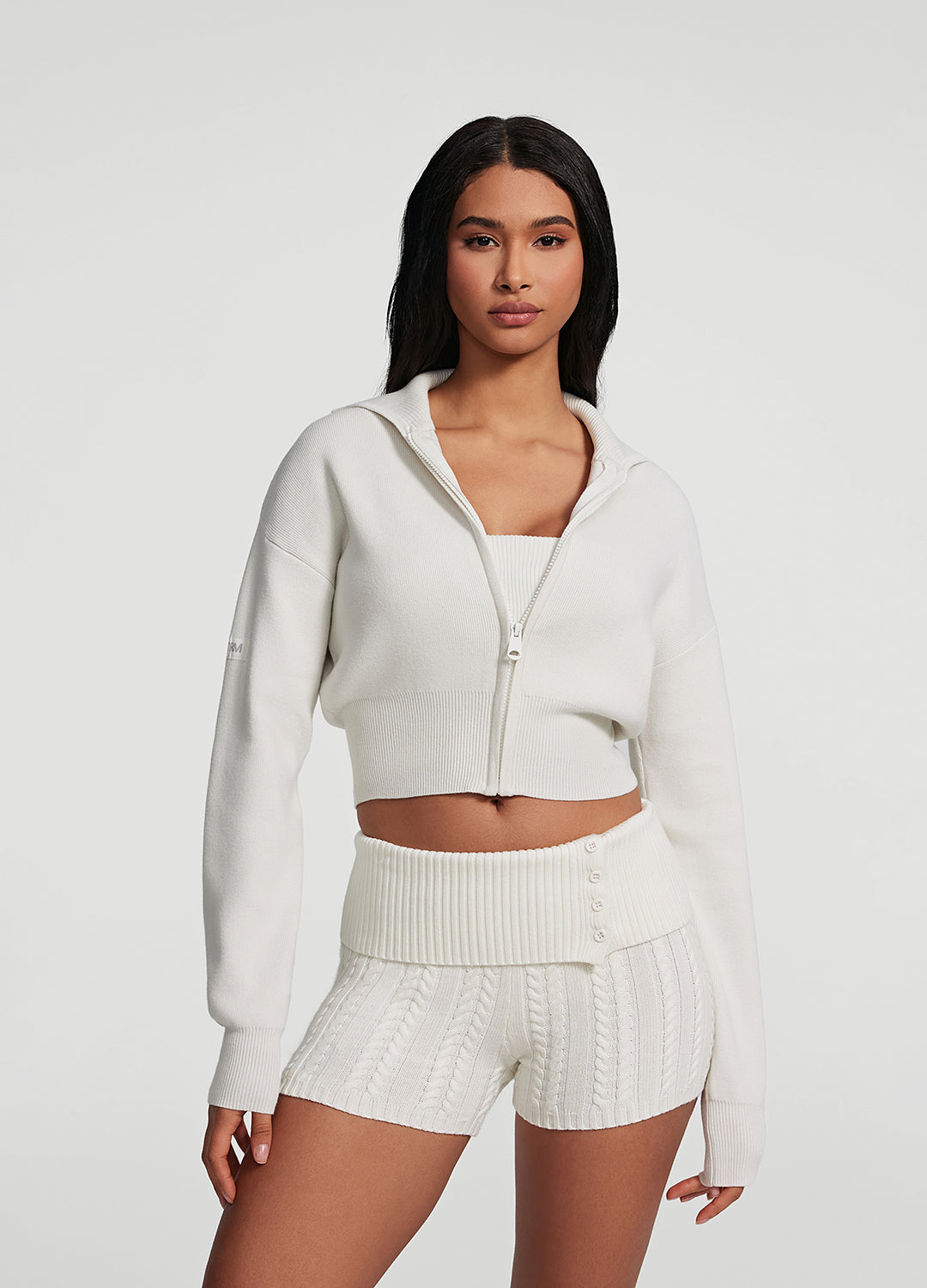 Women's Knit Cropped Zip Up Jacket - Casual Lightweight Cardigan for Spring & Fall - Perfect for Layering, Office Wear & Weekend Outfits