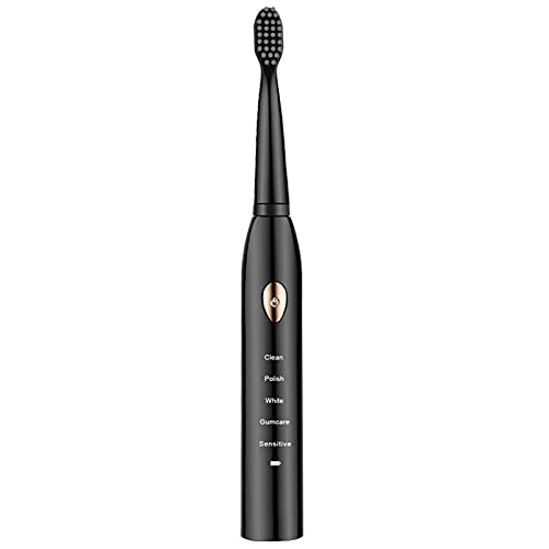 CactusAngui Electric Toothbrush - 5 Modes Teeth Whitening & Cleaning, Waterproof Rechargeable Toothbrush for Adults, Oral Care with Travel Case (Black) - Perfect for Home, Travel & Daily Dental Hygiene