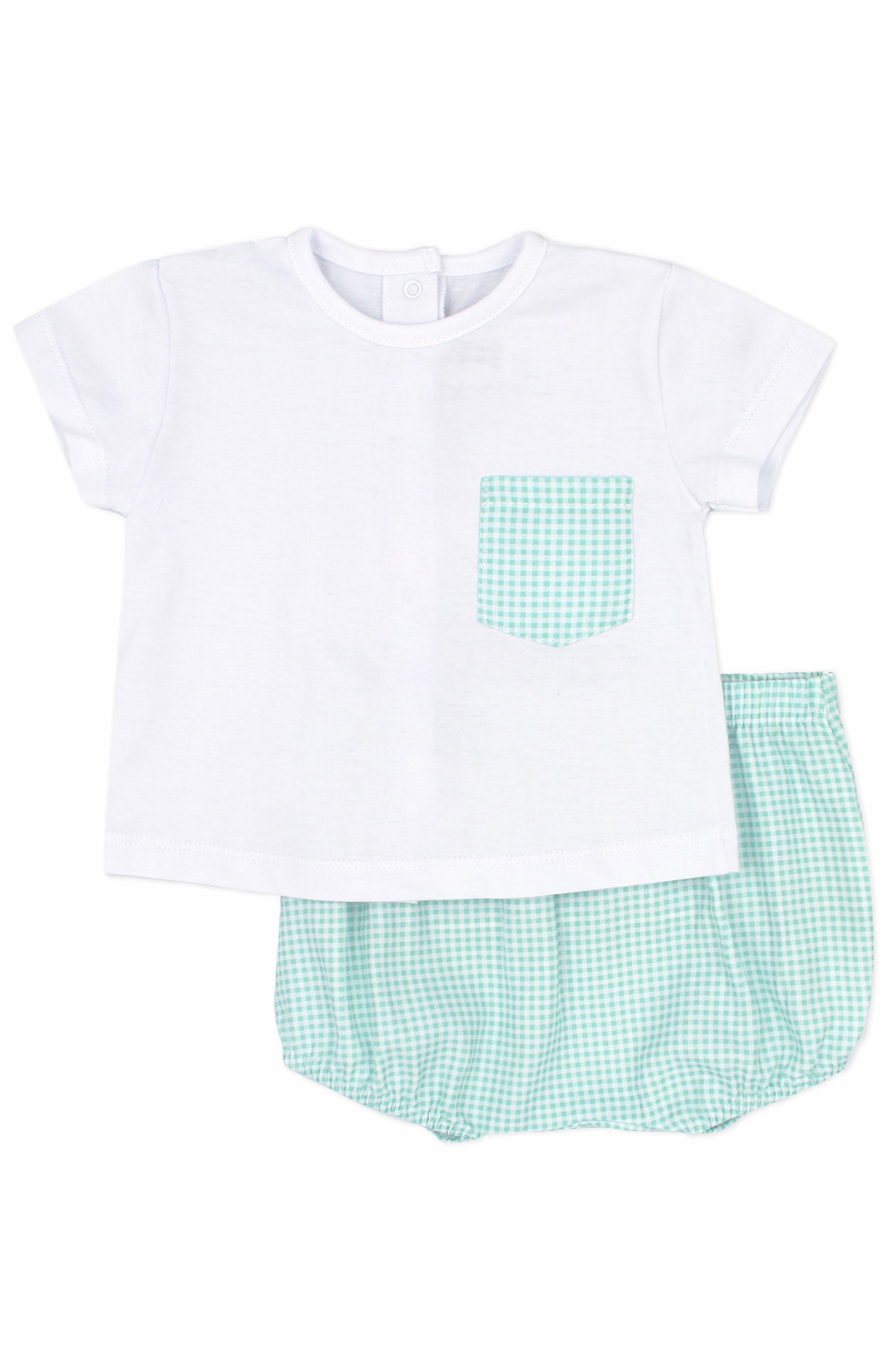 Vincenzo Turquoise Gingham T-Shirt & Jam Pants Set - Stylish Casual Outfit for Men | Perfect for Summer, Beach, and Everyday Wear