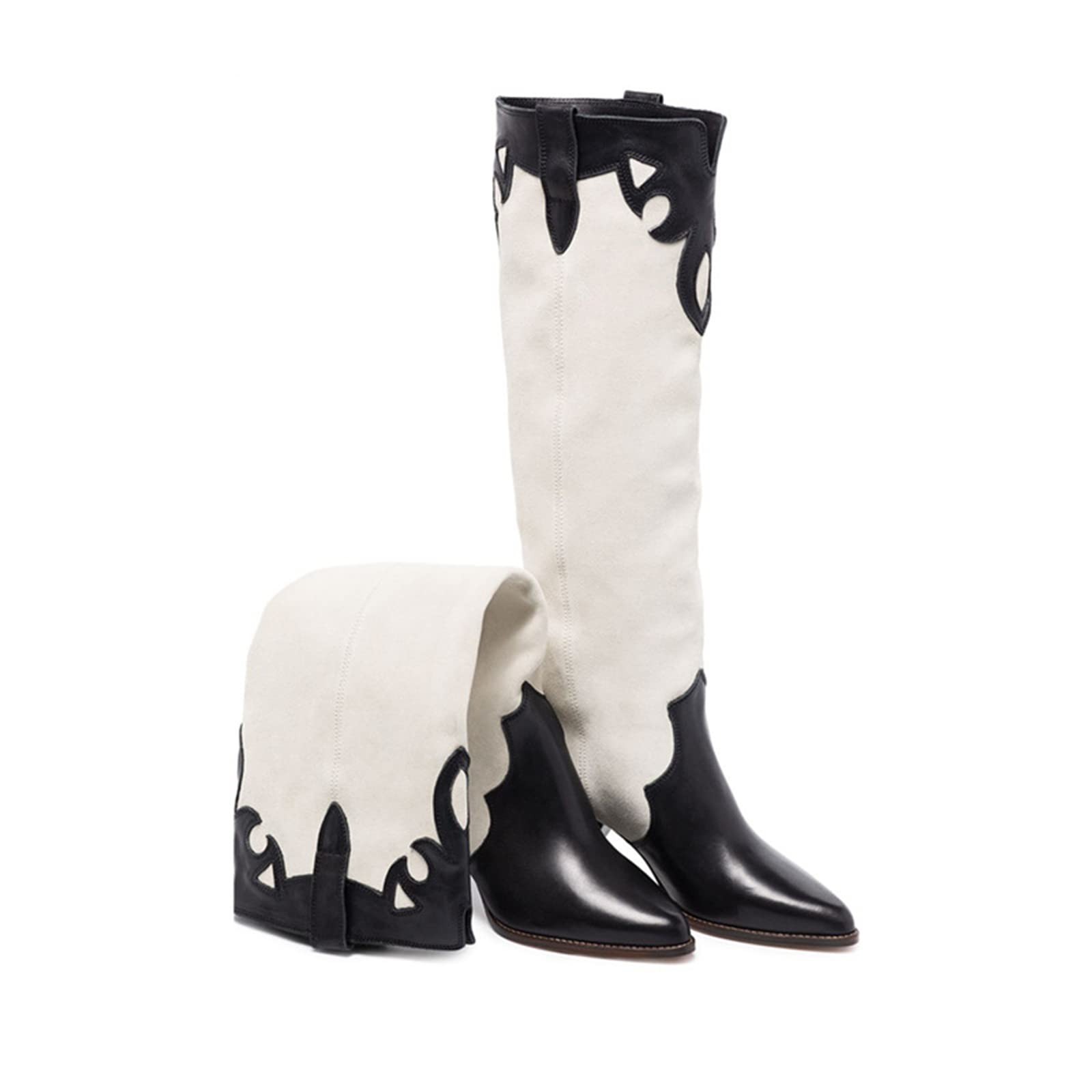 Bewinch Women's High Boots - Large Size Pointed Toe Thick Heel Long Boots with Fashion Stitching | 5cm Heel Height | Perfect for Work, Leisure, Parties & Fashion Shows | Stylish Fall & Winter Boots for Office, Dating & Night Out