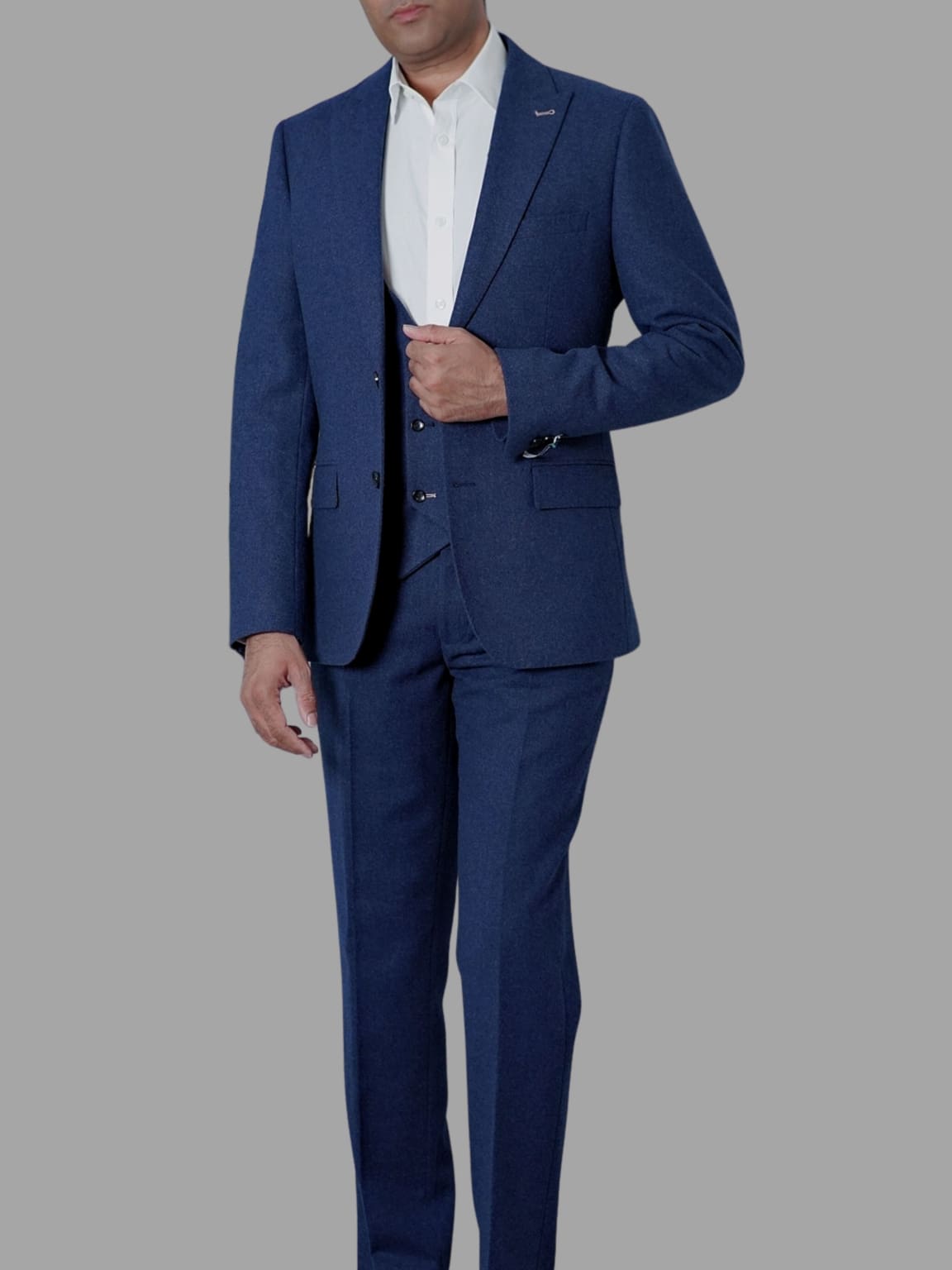 Harry Brown Ralph Tweed Navy 3 Piece Suit for Men | Premium Wool Blend Business Formal Attire | Perfect for Weddings, Office Meetings & Special Occasions