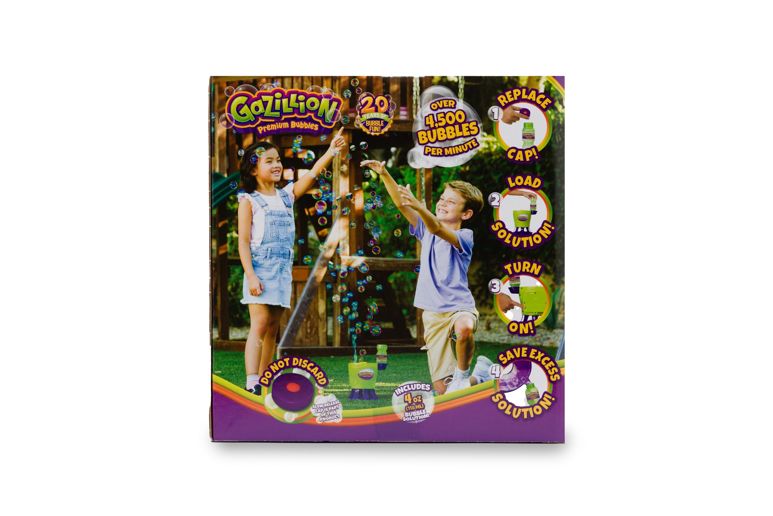 Gazillion Tornado Bubble Machine for Kids - High-Speed Bubble Blower (4500 Bubbles/Min) with 4oz Non-Toxic Solution - Perfect for Outdoor Play, Birthday Parties & Backyard Fun