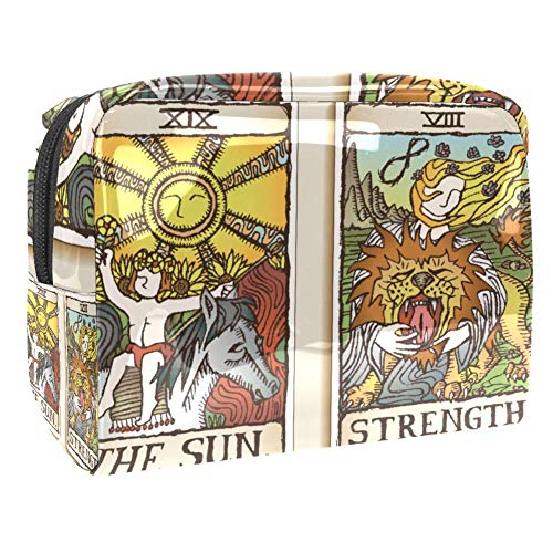 Tarot Card Makeup Bag for Women - Waterproof PVC Cosmetic Organizer with Brush Holder - Perfect for Travel, Daily Use & Gift Giving