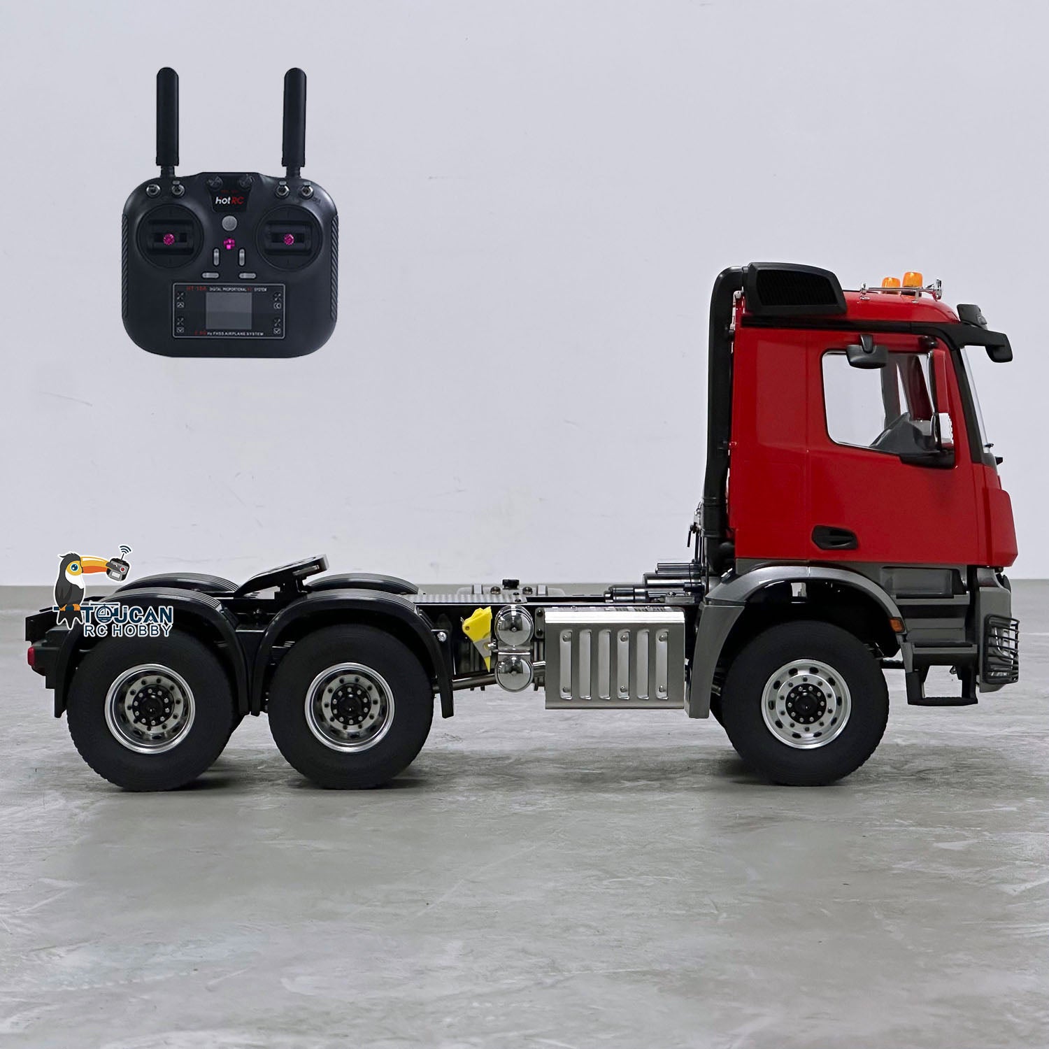 1/14 Scale 6x6 RC Tractor Truck Model - 10CH Radio Controlled, 2-Speed Brush Motor ESC, No Lock Differential Axle - Off-Road Adventure & Construction Site Play