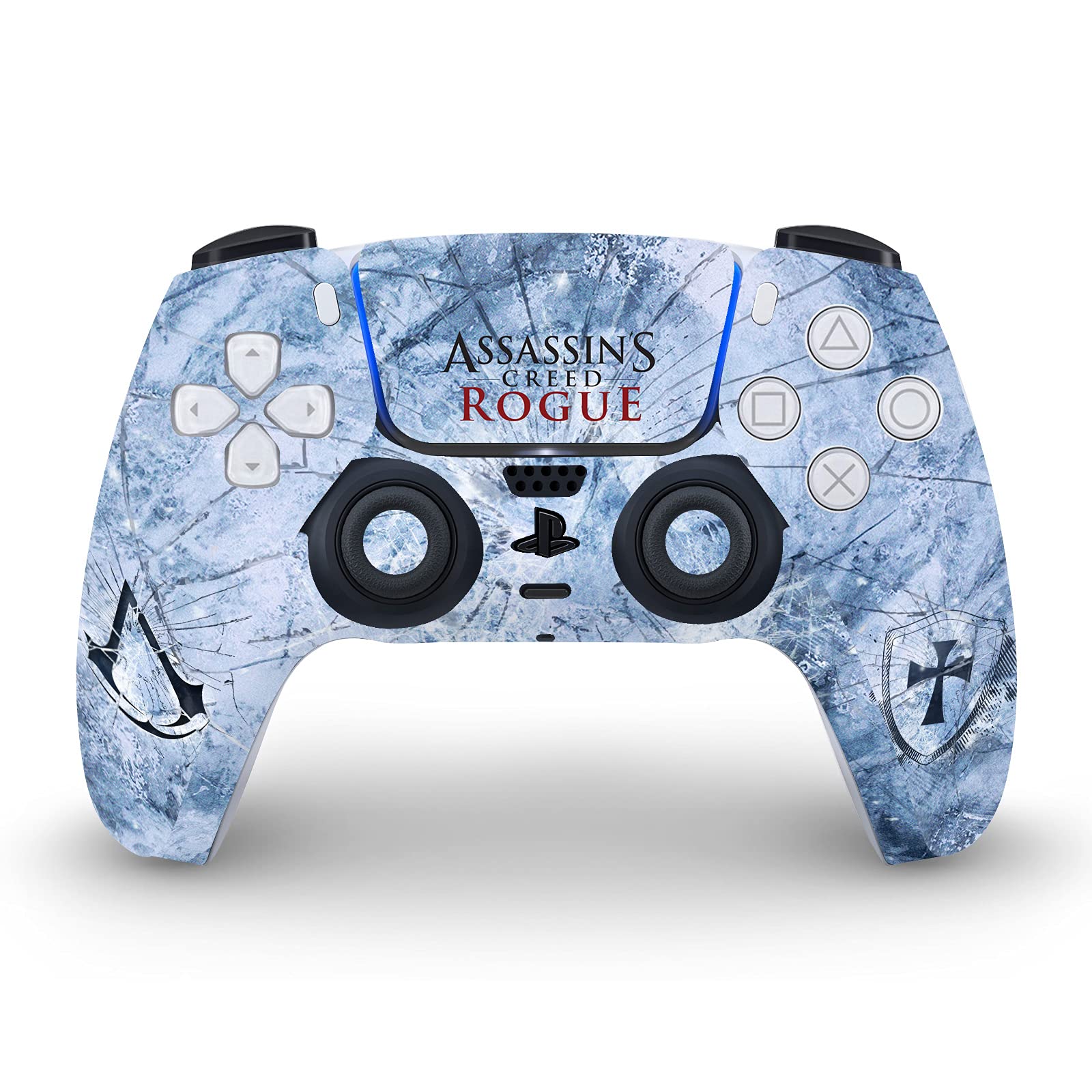 Officially Licensed Assassin's Creed Glacier Logo Gaming Skin Decal for Sony PS5 Disc Edition & DualSense Controller - Protective Vinyl Faceplate Cover for Enhanced Gaming Experience