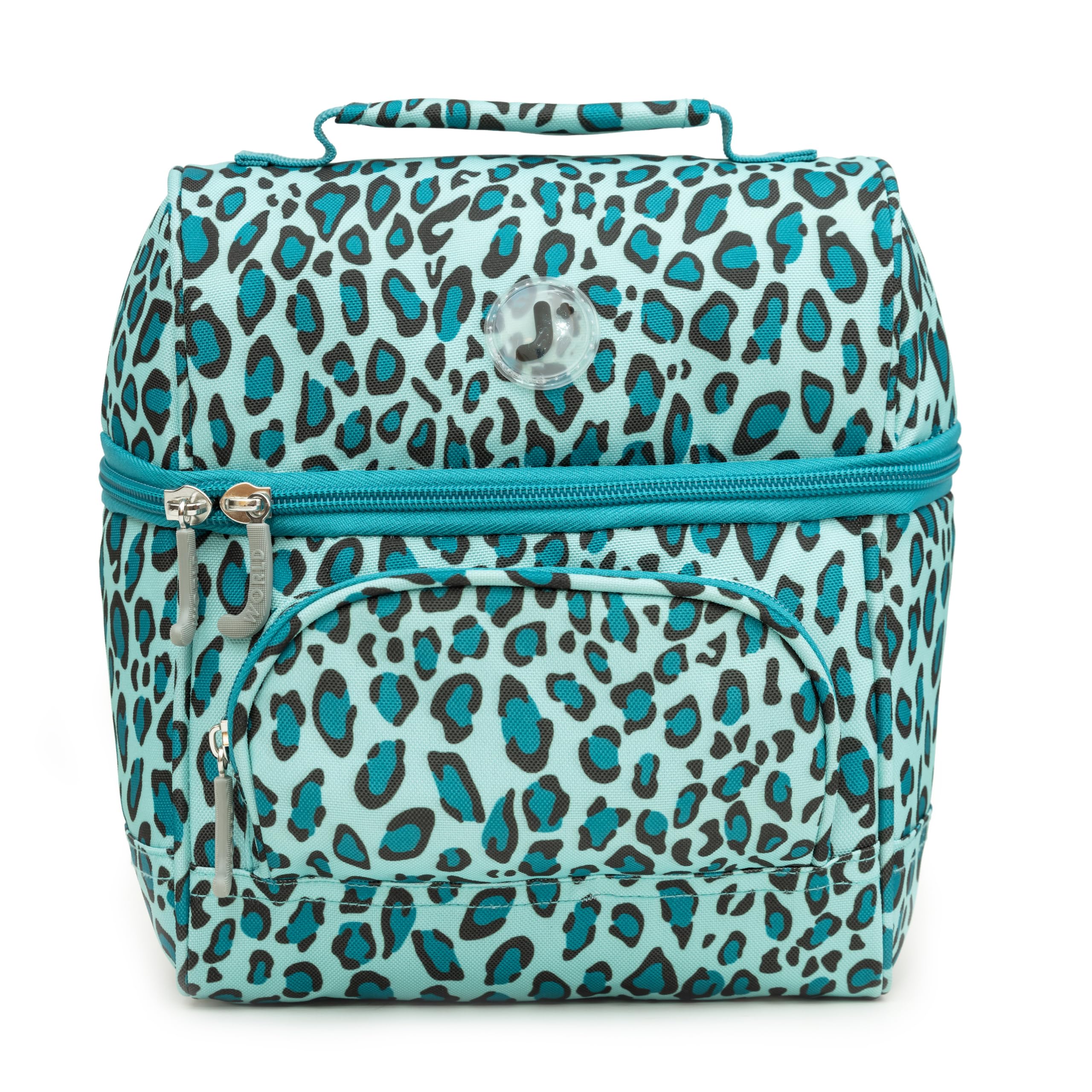 J World Corey Kids Insulated Lunch Bag for Girls & Women - Mint Leopard Print Leakproof Lunch Box for School, Work & Picnics