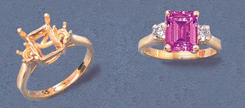 14K Gold or Sterling Silver 9x7mm Emerald Cut Pre-Notched Blank Ring Size 7 Setting - Perfect for Engagement Rings, Wedding Bands & Jewelry Making