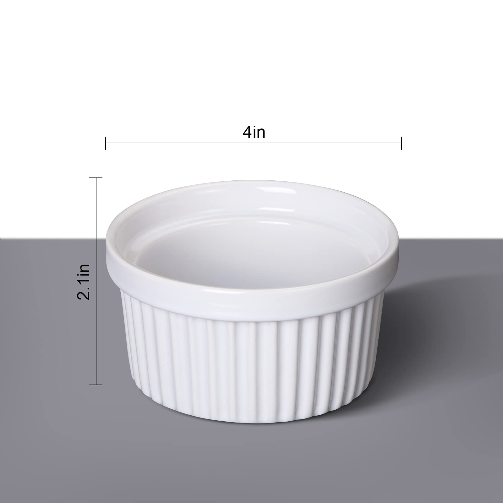 8 oz Porcelain Ramekins Set of 8 - Oven Safe Dipping Bowls for Soufflé, Crème Brûlée & Baking | Classic White Ceramic Ramekins for Desserts, Sauces & Kitchen Serving