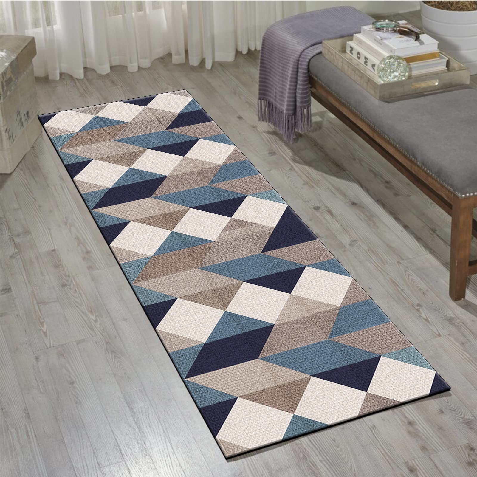 Non-Slip Kitchen Runner Rug 2'x7' - Modern Anti-Skid Washable Hallway Rug for Kitchen, Living Room & Entryway - Durable Floor Mat for High Traffic Areas
