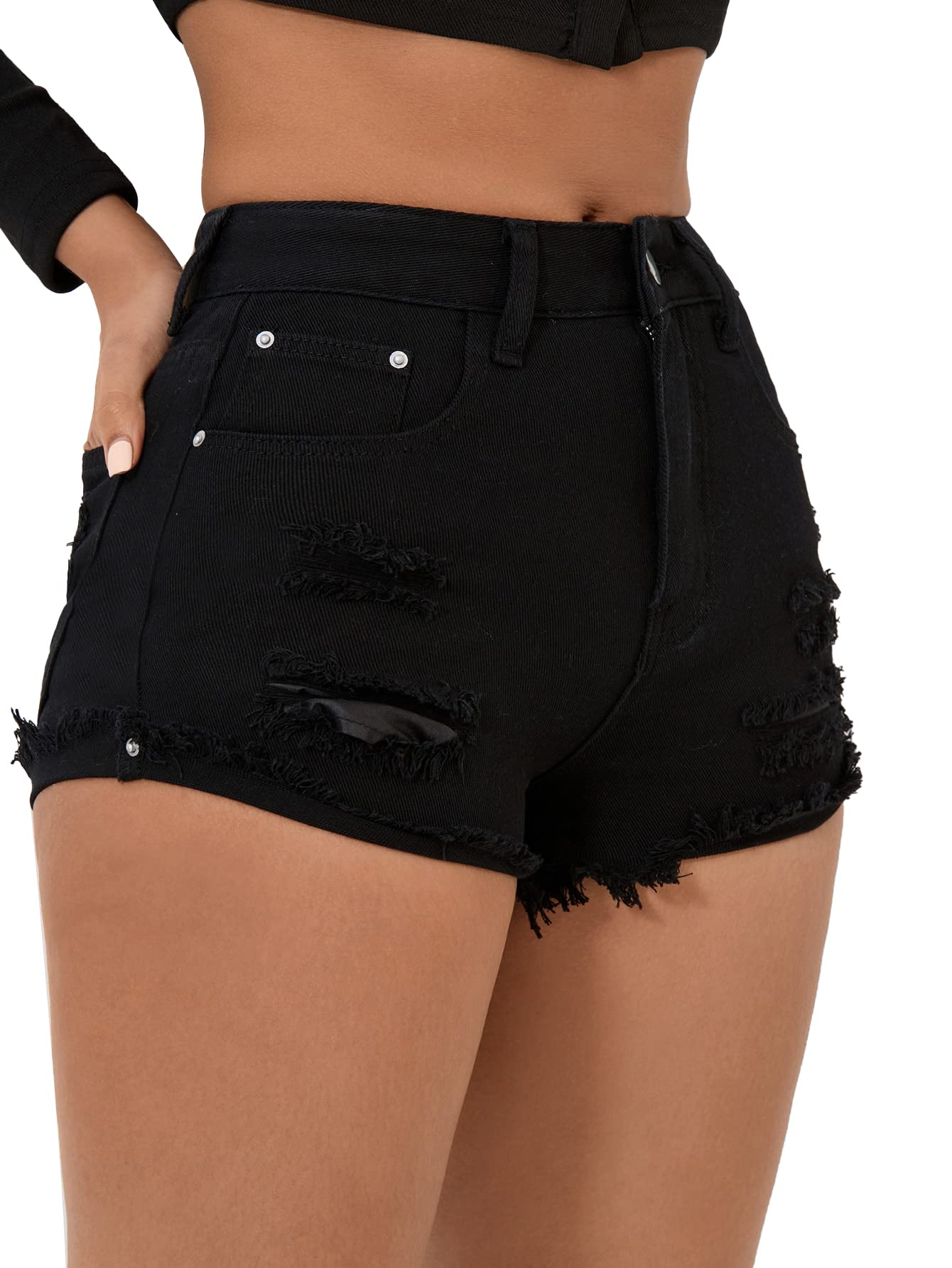 Stylish Women's Ripped High Waisted Denim Shorts - Distressed Frayed Jean Shorts for Summer | Perfect for Casual Outfits, Beach Vacations & Music Festivals