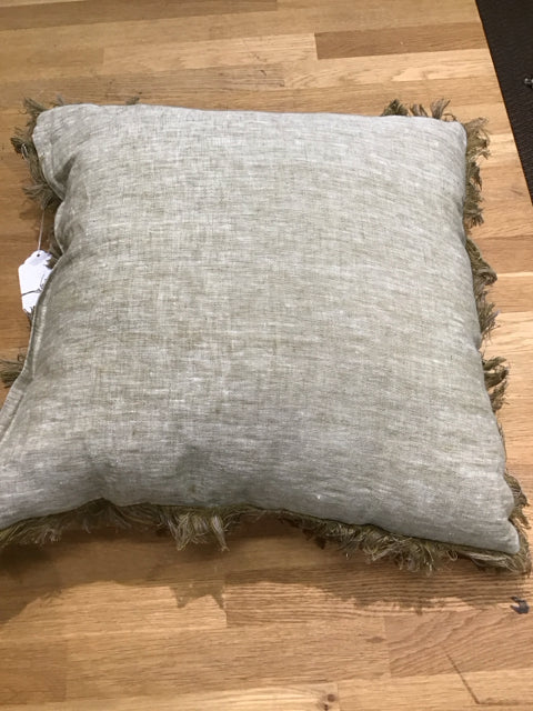 Green Fringe Pillow - Soft Bohemian Decorative Throw Pillow for Couch, Bed, Sofa - Perfect for Living Room, Bedroom, and Home Decor