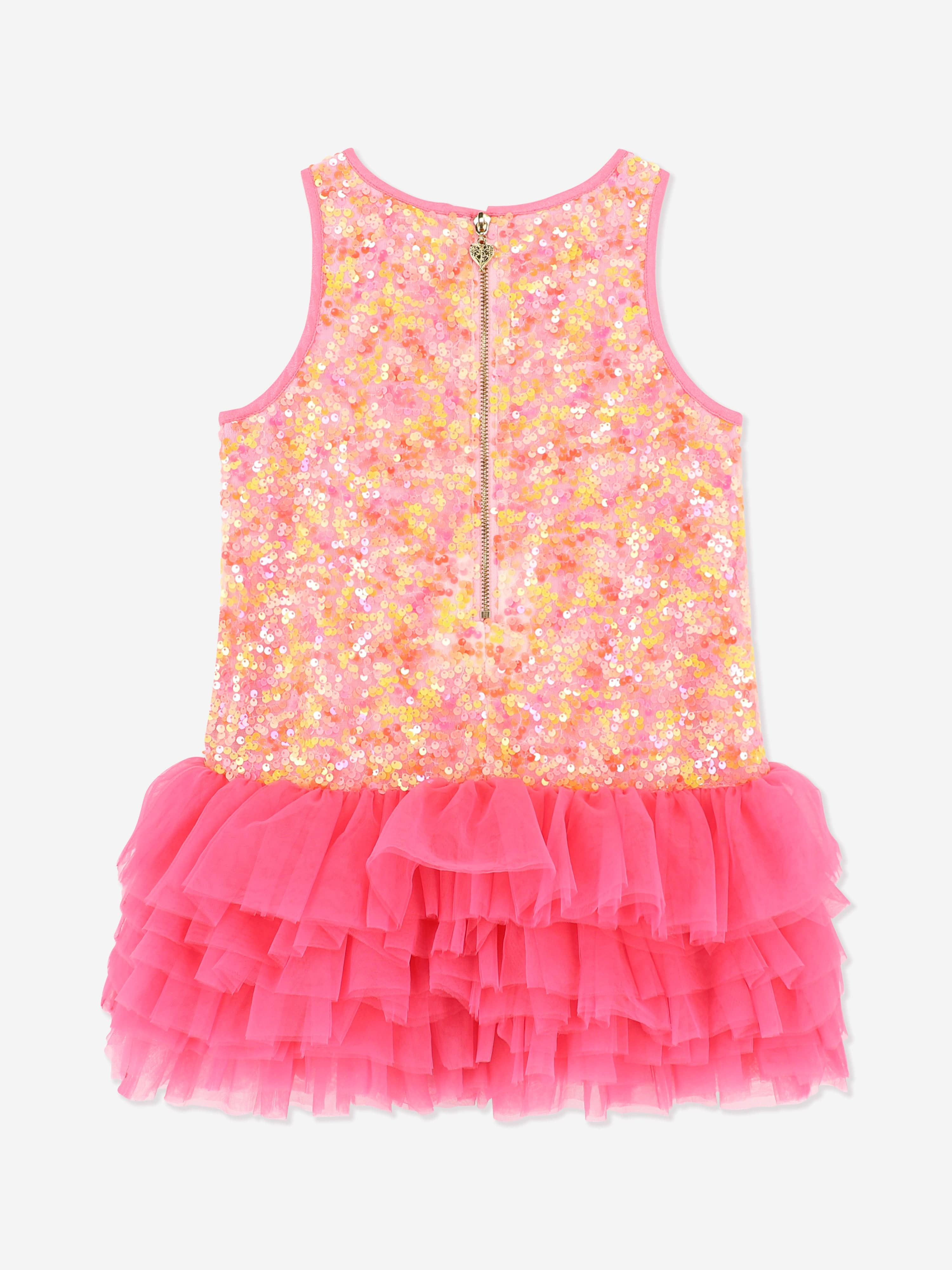 Angels Face Girls Charleston Sequin Tulle Party Dress in Pink - Perfect for Birthday, Pageant, Dance Recital & Special Occasions