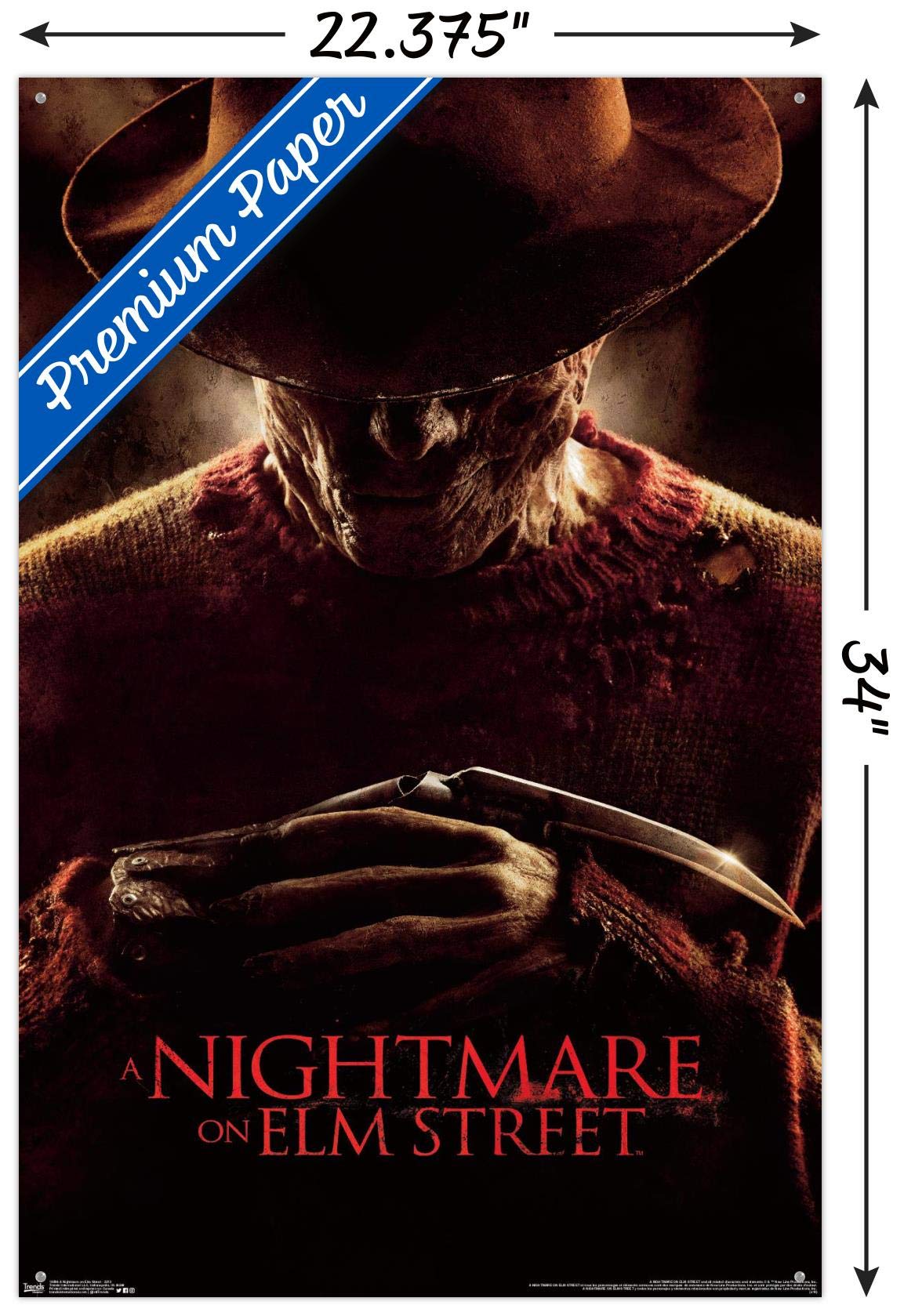 Nightmare on Elm Street 2010 Movie Poster - Premium Quality Wall Art with Push Pins | Perfect for Horror Movie Fans, Home Theater Decor & Halloween Party Supplies