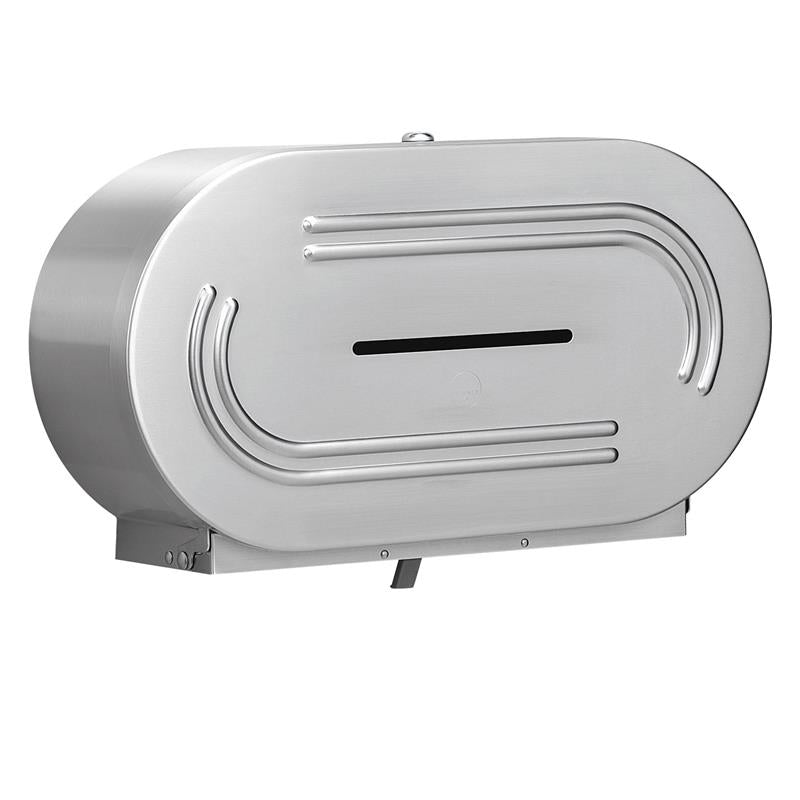 Bradley 5425 0000 Bradex Dual Roll Toilet Paper Holder - Wall Mounted Satin Nickel Bathroom Tissue Dispenser for Home, Office & Commercial Use