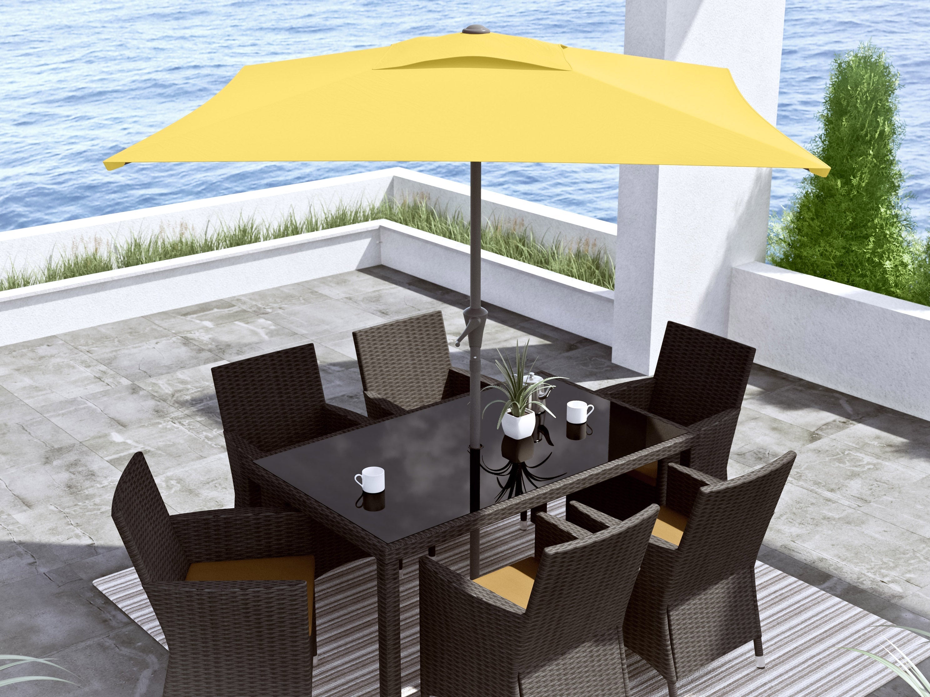 9ft Yellow Square Patio Umbrella - UV Protection Outdoor Sun Shade for Pool, Garden, and Backyard Relaxation