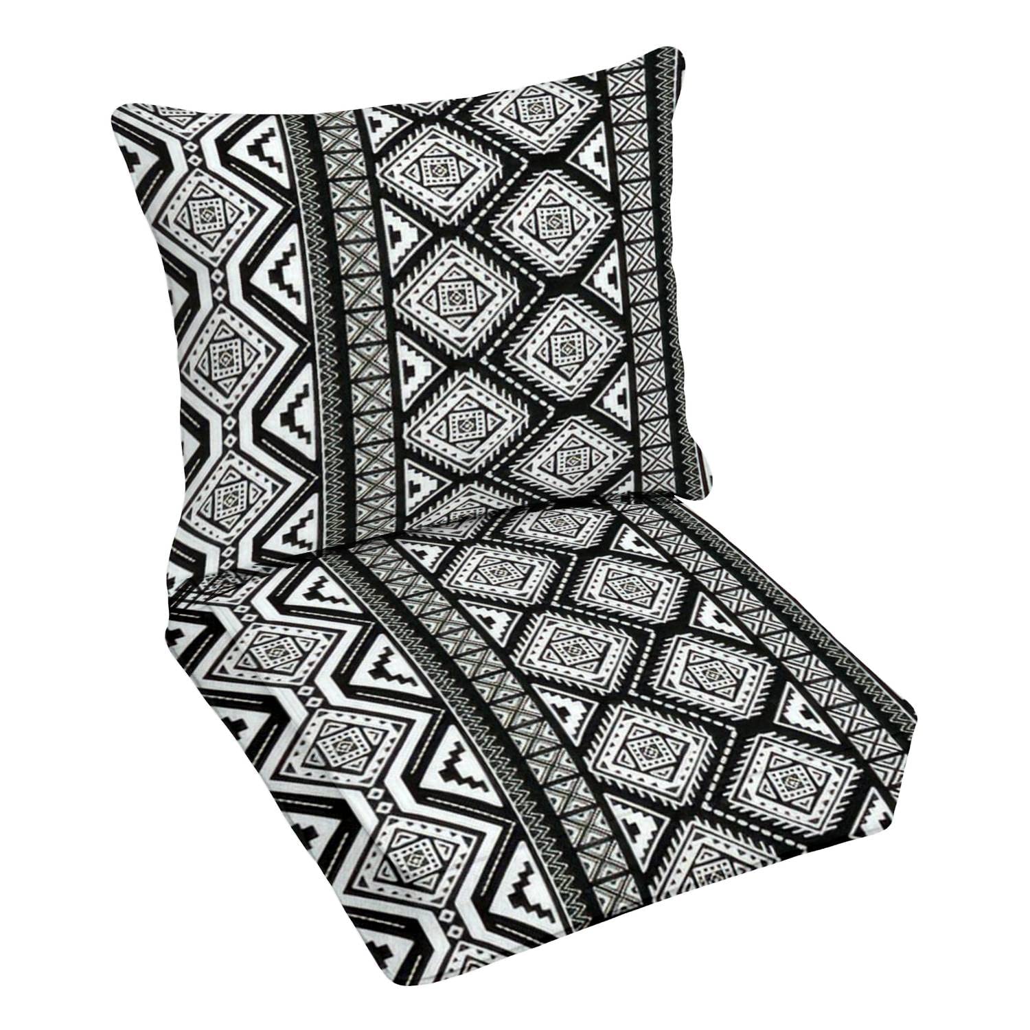 Premium Outdoor Deep Seating Cushion Set - Hand-Painted Ethnic Design, Waterproof Patio Furniture Replacement Cushions for Lounge Chairs - Perfect for Garden, Poolside & Backyard Conversation Areas