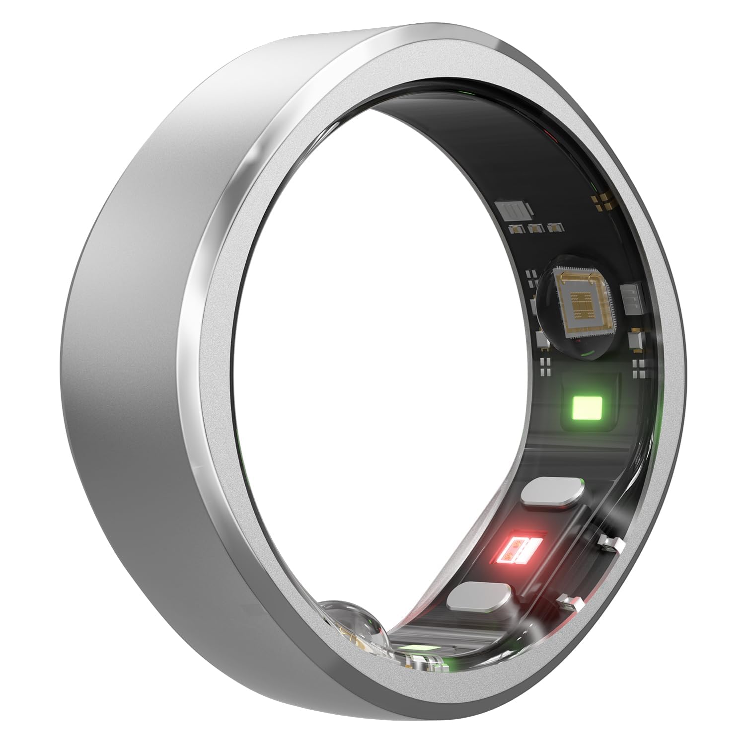RingConn Smart Ring - No App Subscription, Sizing Kit Included, 7-Day Battery Life - Activity & Sleep Tracker with Stress & Heart Rate Monitoring - Waterproof Fitness Ring for iOS & Android (Silver, Size 14) - Perfect for Health Monitoring, Workouts & Daily Wellness Tracking