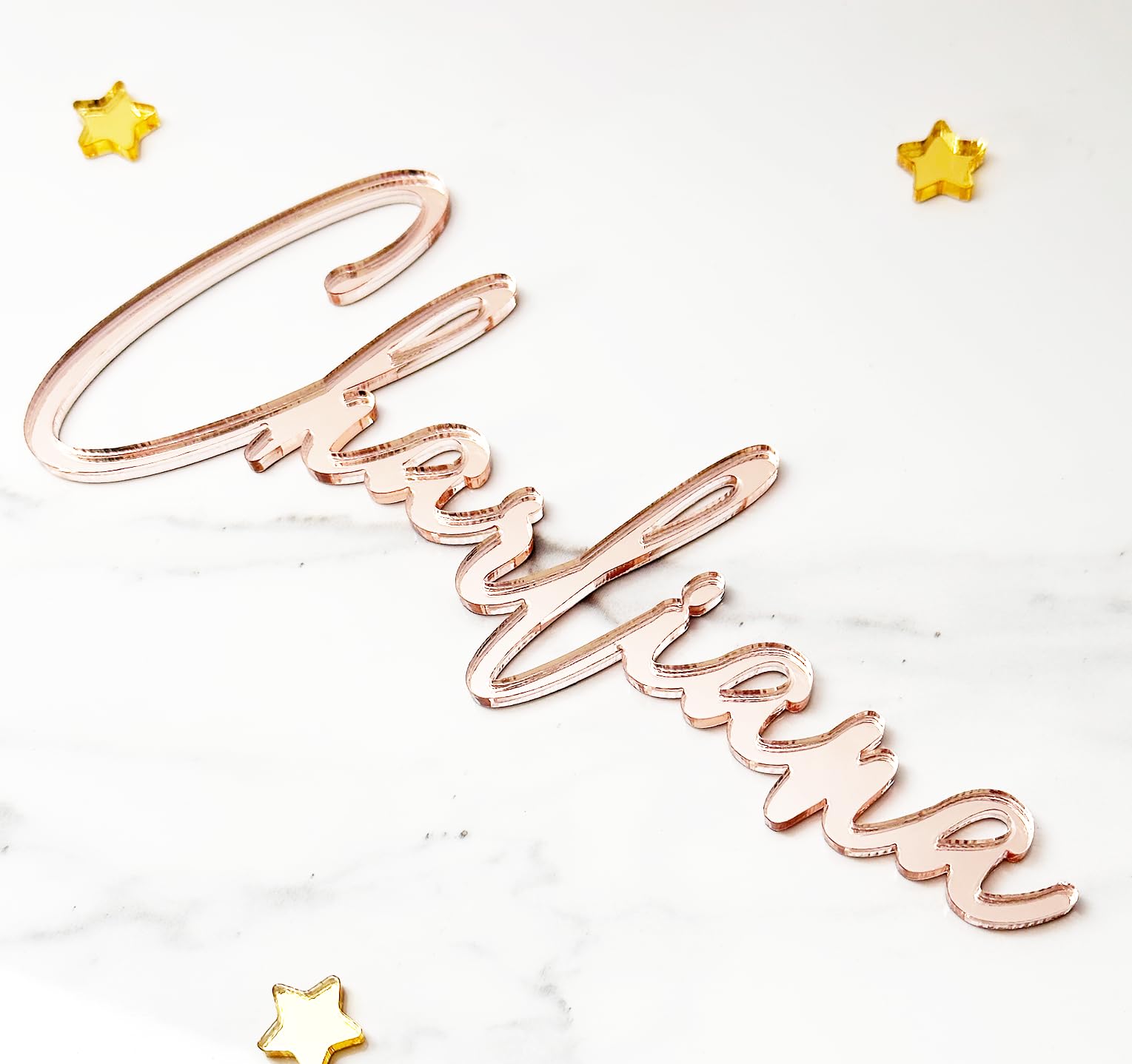 Custom Acrylic Cake Name Plaque - Personalized Cake Topper for Birthday, Baby Shower & Wedding - Made in USA - Elegant Cake Letter Decorations for Dessert Tables & Special Events