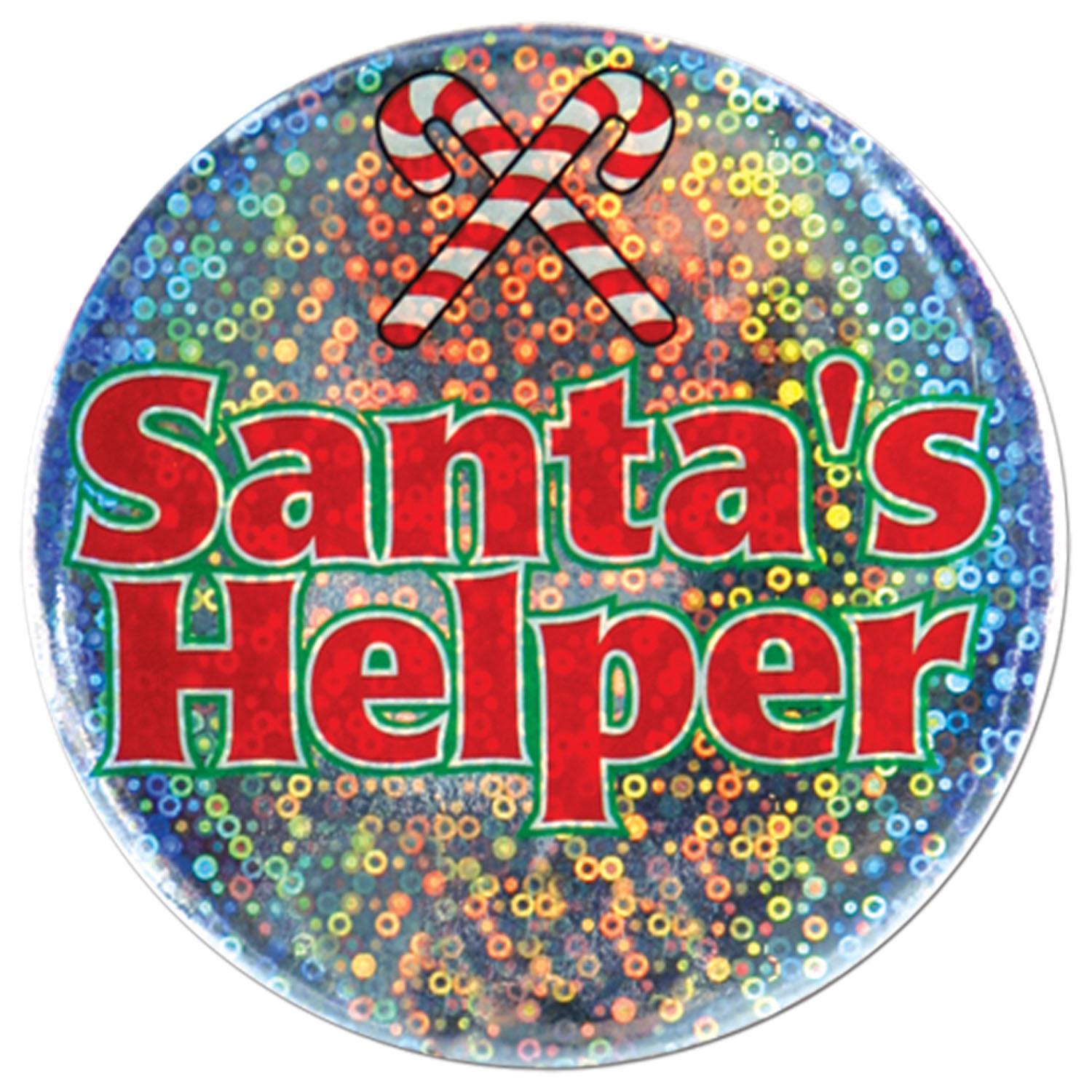 12 Pack Beistle Christmas Santa's Helper Buttons - Festive Holiday Decorations for Parties, Gifts & Christmas Tree Ornaments