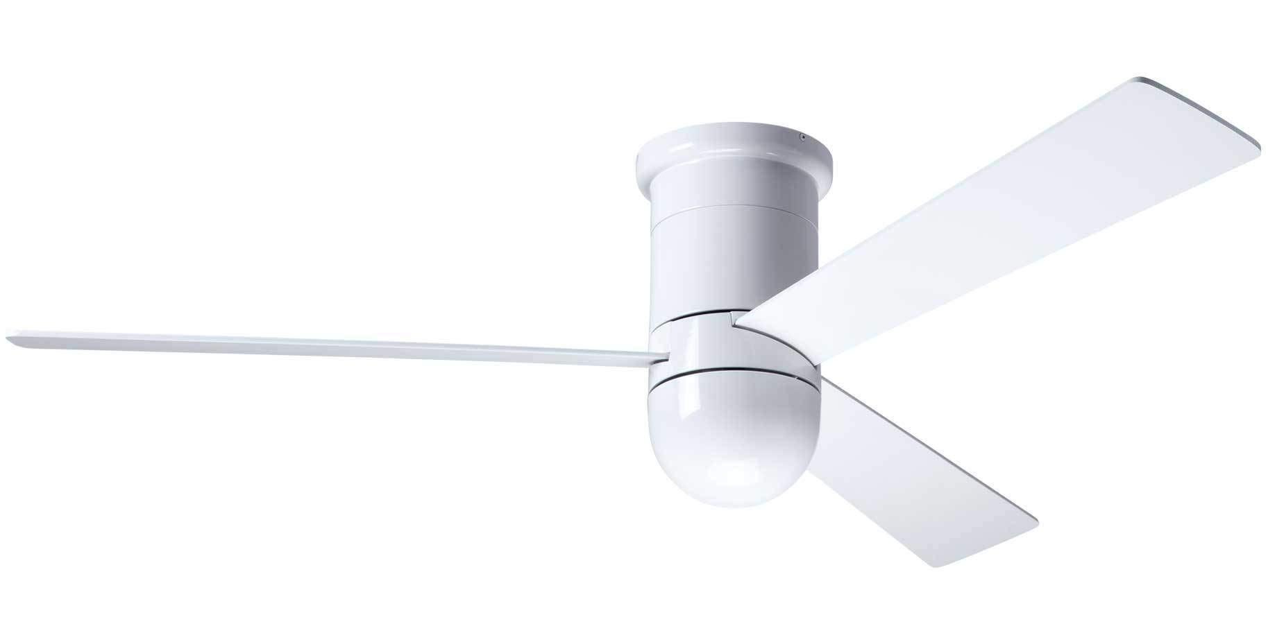 Cirrus Flush DC 50 Inch Gloss White Ceiling Fan with White Blades & Remote Control - Perfect for Living Rooms, Bedrooms, and Offices