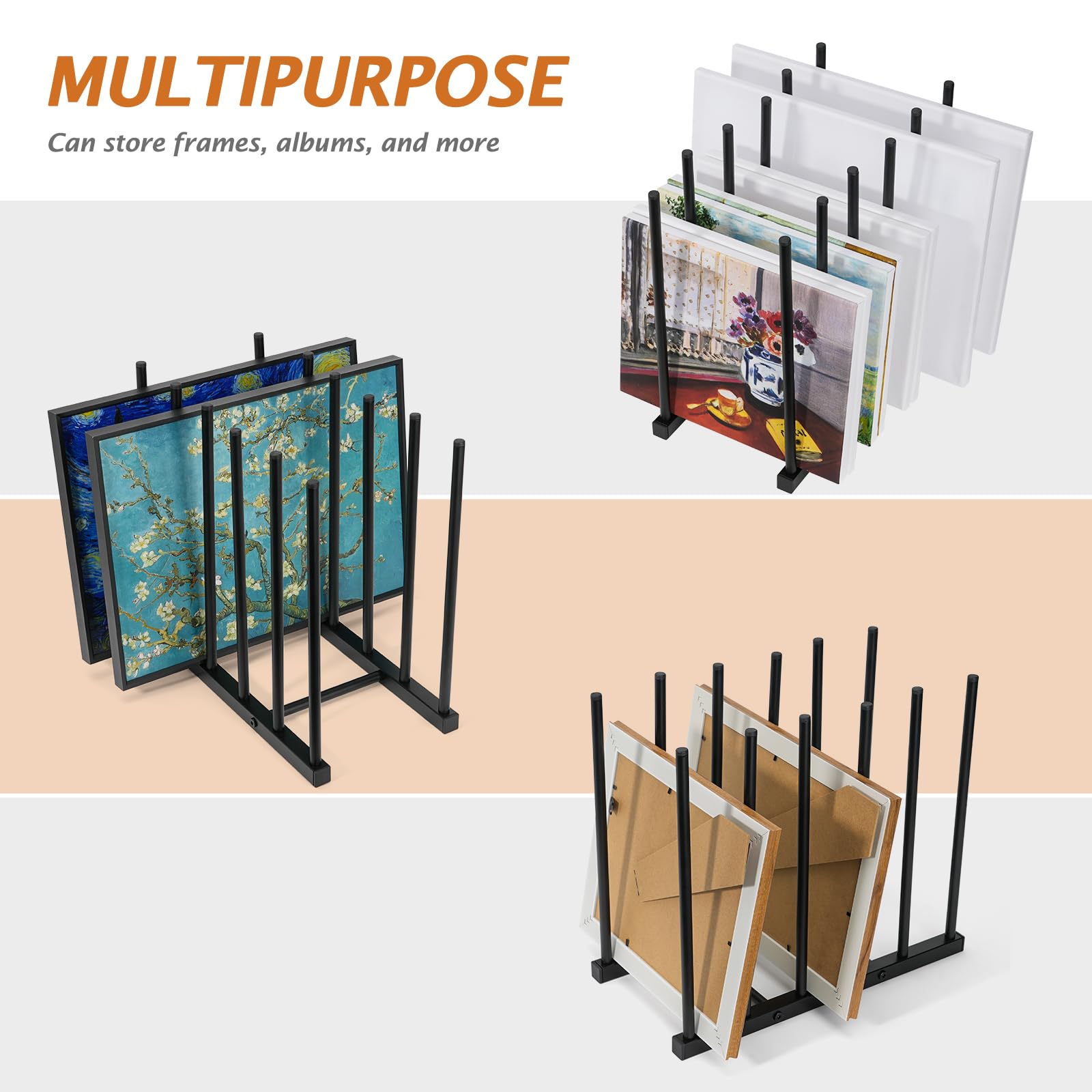 Metal Art Storage Rack for Canvas Frames & Drawing Boards - Heavy Duty Black Painting Organizer | Perfect for Art Studios, Classrooms & Home Decor Organization