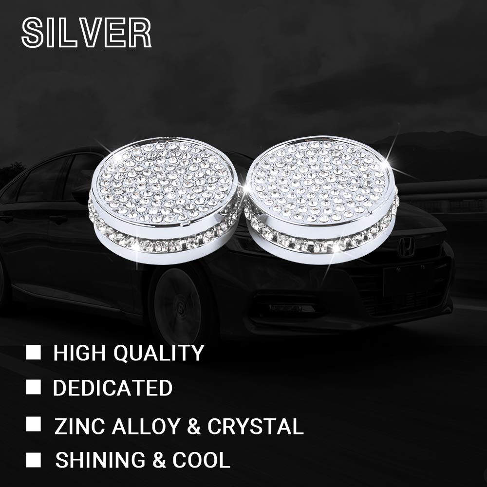 Honda Accord 2018-2022 Volume Power Selector Knobs - Sparkling Crystal Silver Replacement Interior Accessories (2-Pack) | Compatible with 10th Gen 1.5T EX EX-L LX Models | Perfect for Car Enthusiasts & Customization Lovers