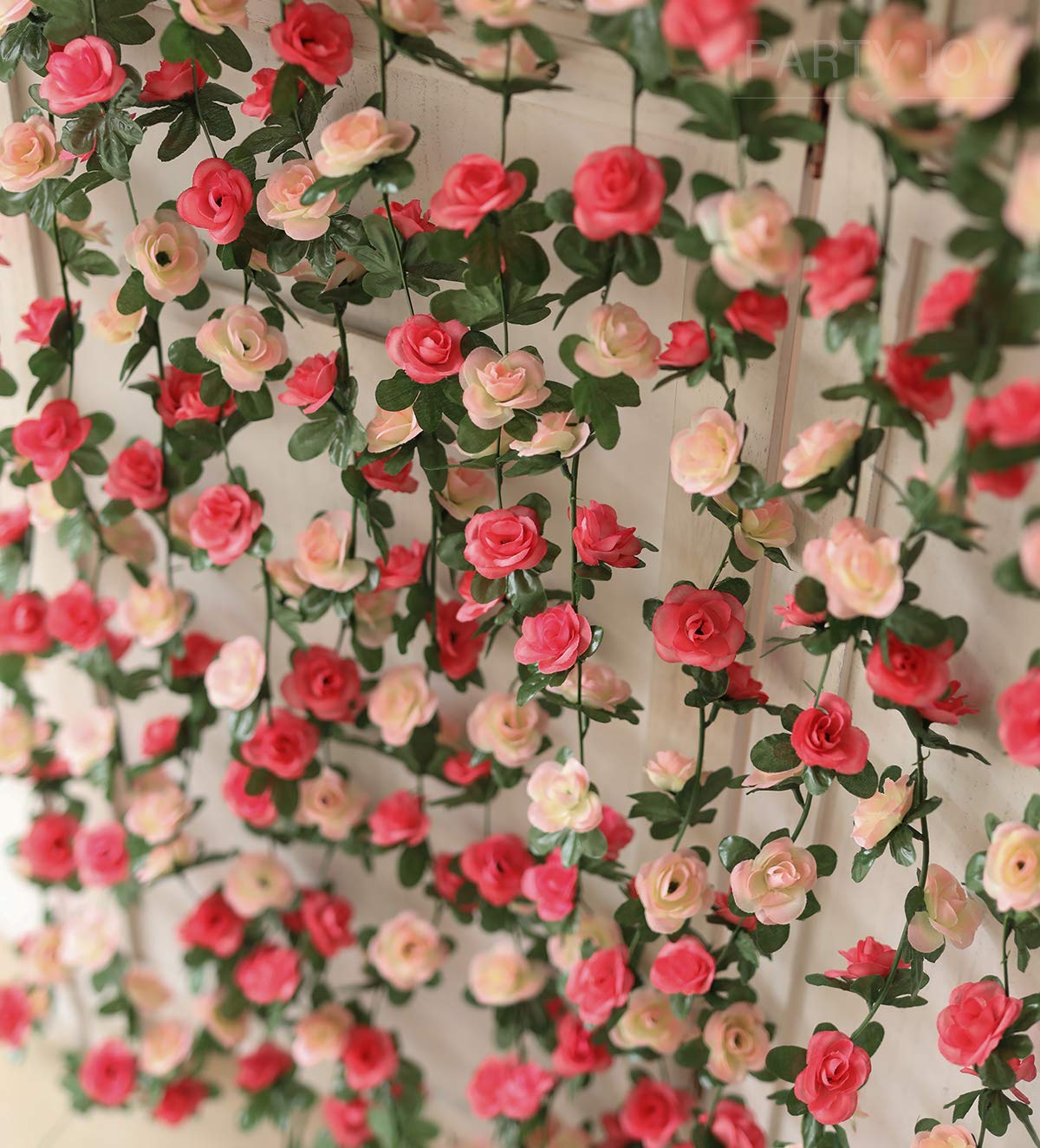 5pcs 41Ft Artificial Rose Vine Garland - Fake Flower Hanging Decor for Wedding Arch, Garden Party, Home Background (Pink) | Perfect for Bridal Showers, Baby Showers & Outdoor Events