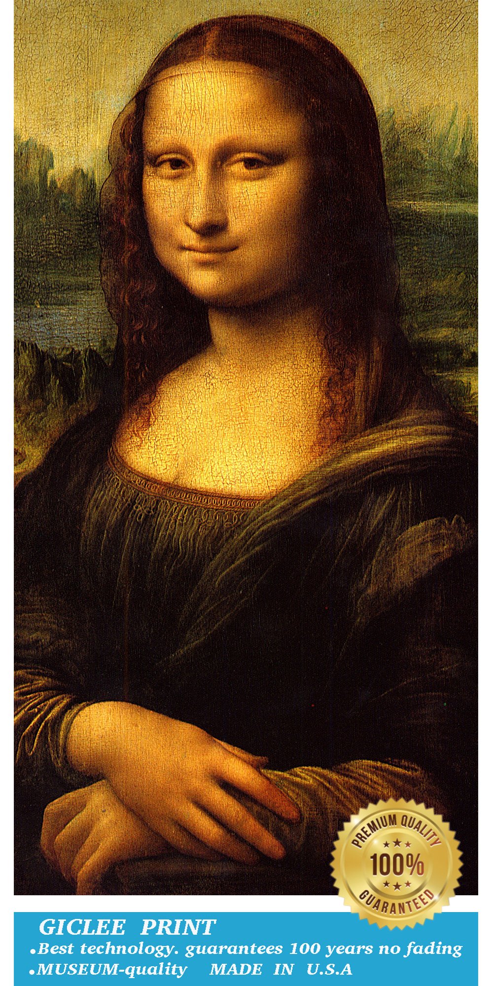 ELITEART Mona Lisa by Leonardo Da Vinci Framed Oil Painting Reproduction - 22x30 Inch Giclee Canvas Wall Art for Living Room, Office & Home Decor
