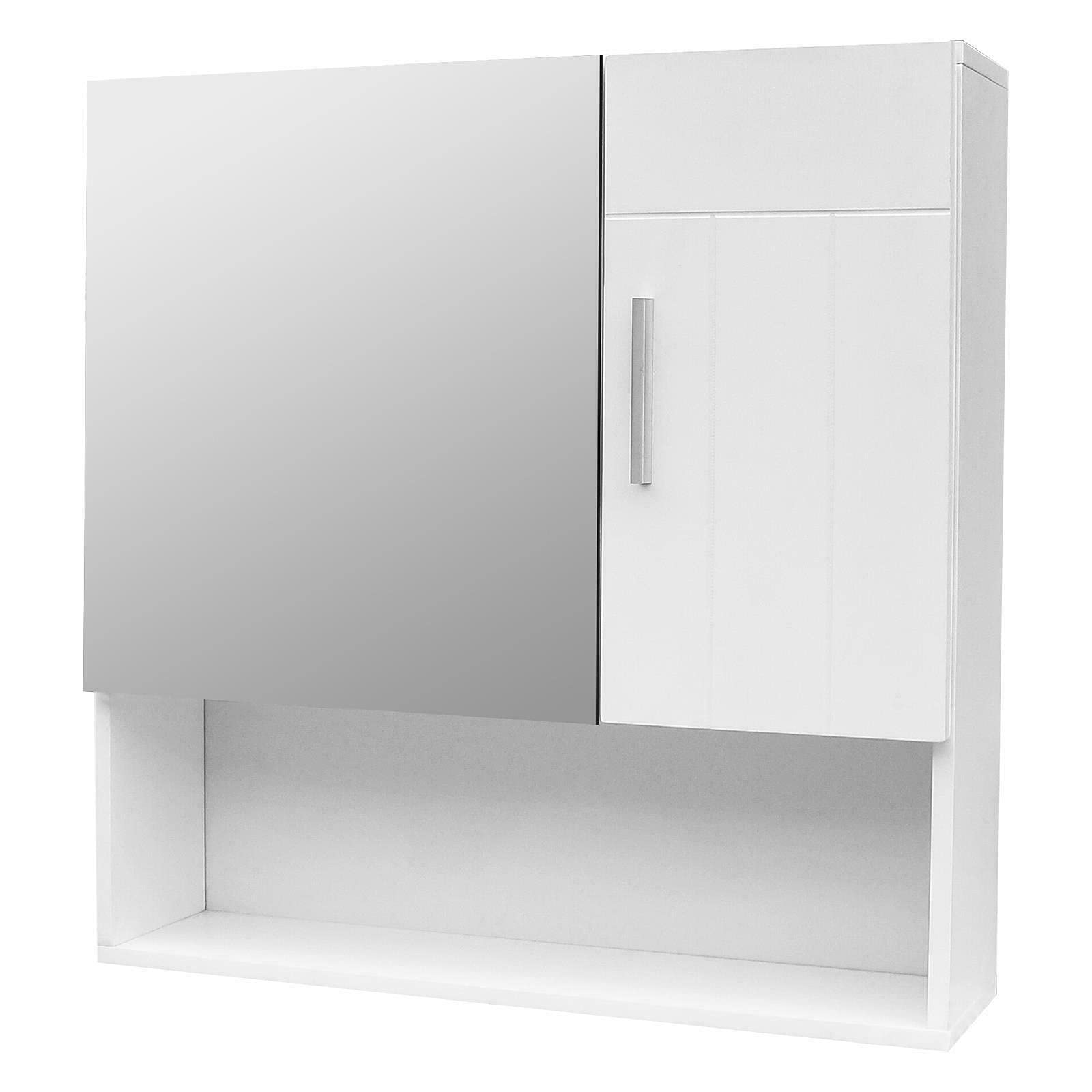 Wall Mount Double Door Bathroom Cabinet with Shelf & Mirror - Bathroom Storage Organizer for Toiletries, Cosmetics & Essentials - Perfect for Small Bathrooms, Vanities & Powder Rooms