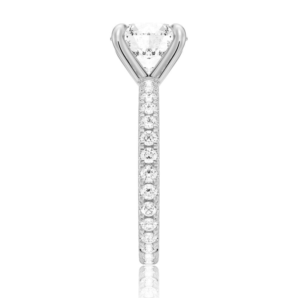 Round Moissanite Engagement Ring with Eternity Pave Band - Sparkling Wedding Jewelry for Proposals, Anniversaries & Special Occasions