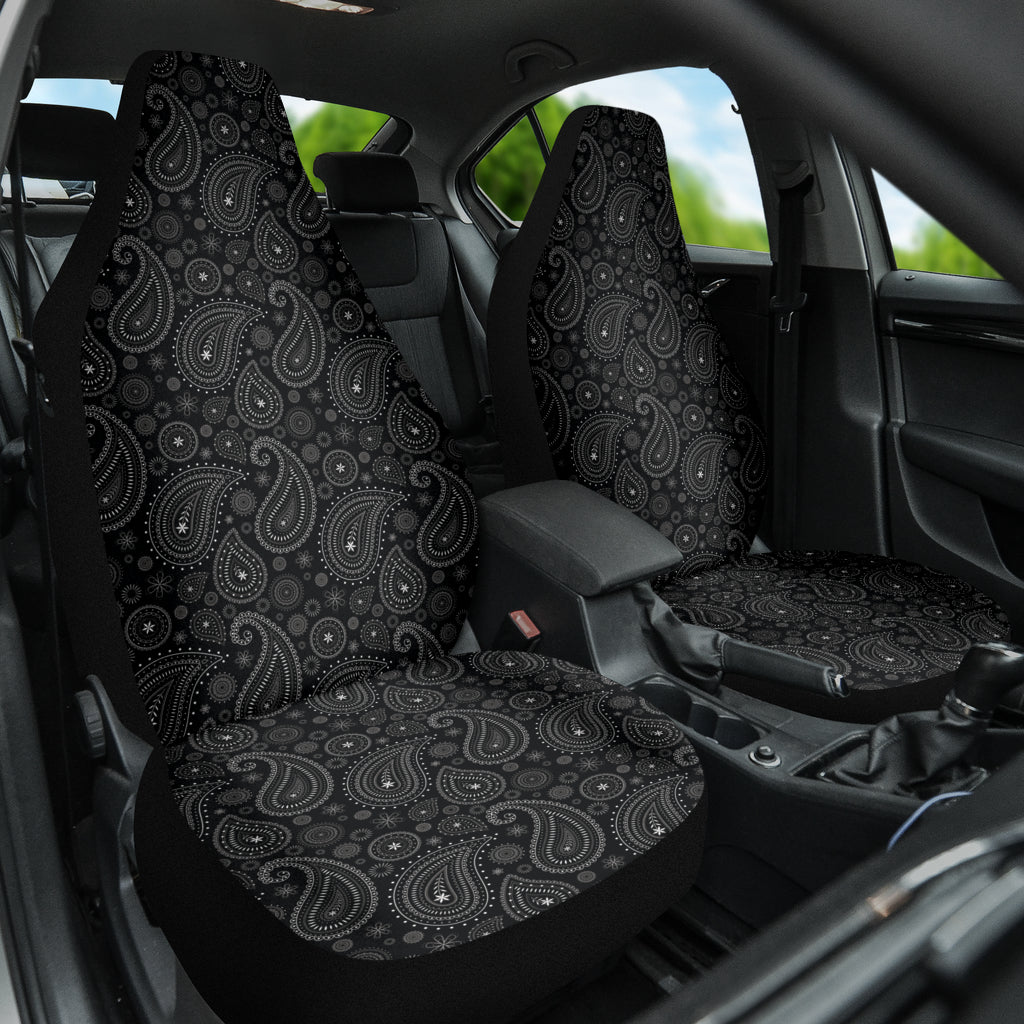 Premium Black Paisley Pattern Car Seat Covers - Universal Fit for Cars, Trucks & SUVs - Stylish Protection for Leather & Cloth Seats | Perfect for Daily Commute, Road Trips & Family Travel