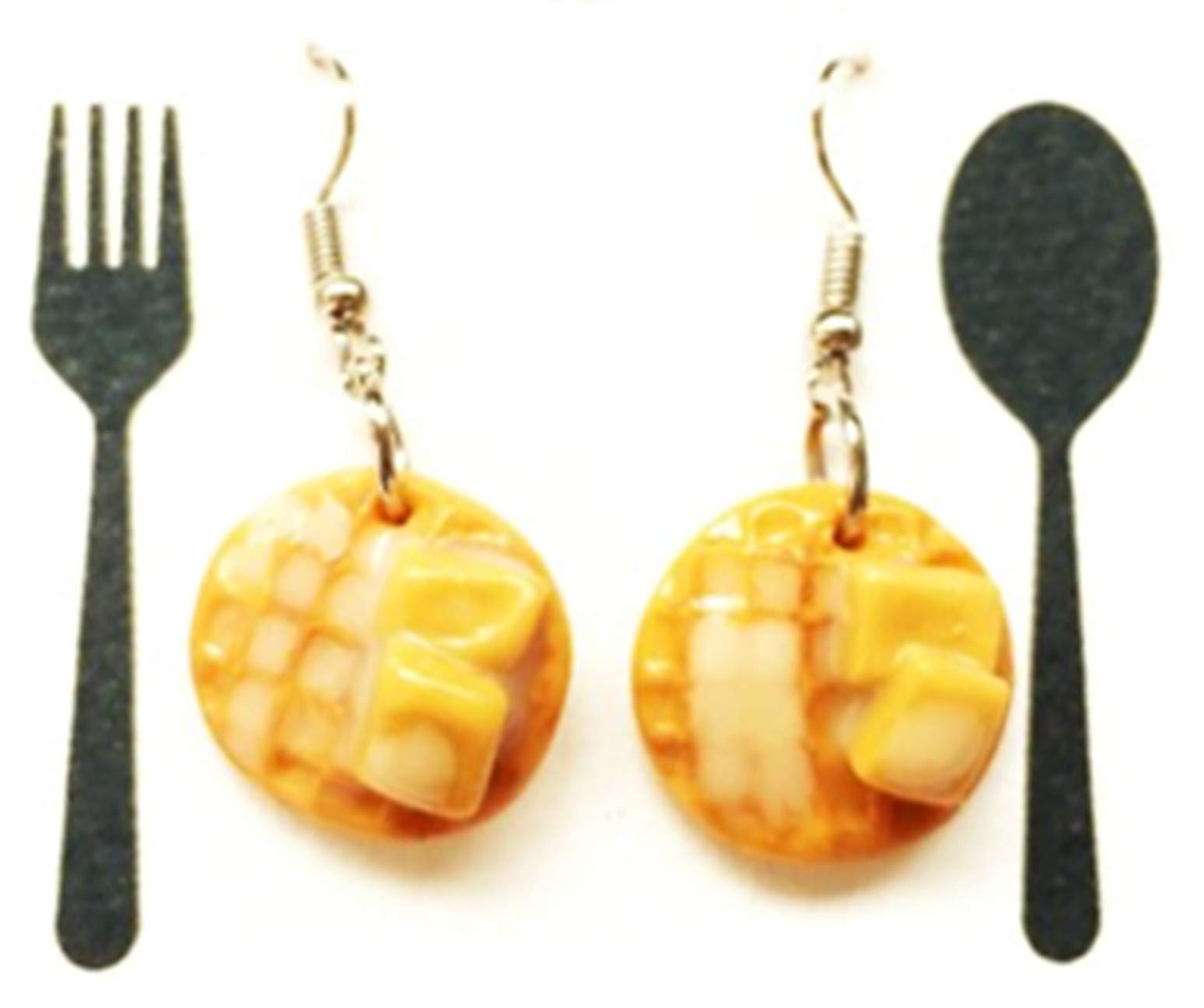 Waffle and Butter Dangle Earrings - Cute Food Jewelry for Women - Perfect for Breakfast Lovers, Brunch Dates & Foodie Fashion