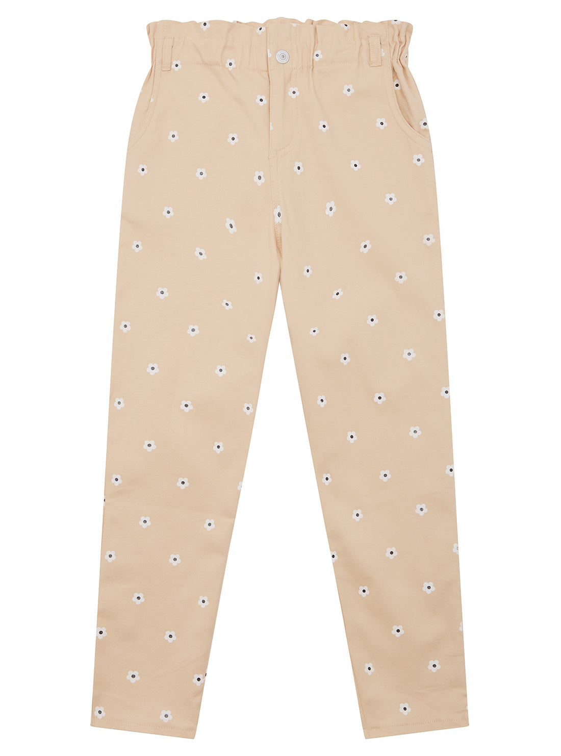 Daisy Print Straight Leg Pants for Women - High Waist Casual Trousers (Size 2-7) | Perfect for Office, Travel & Everyday Wear