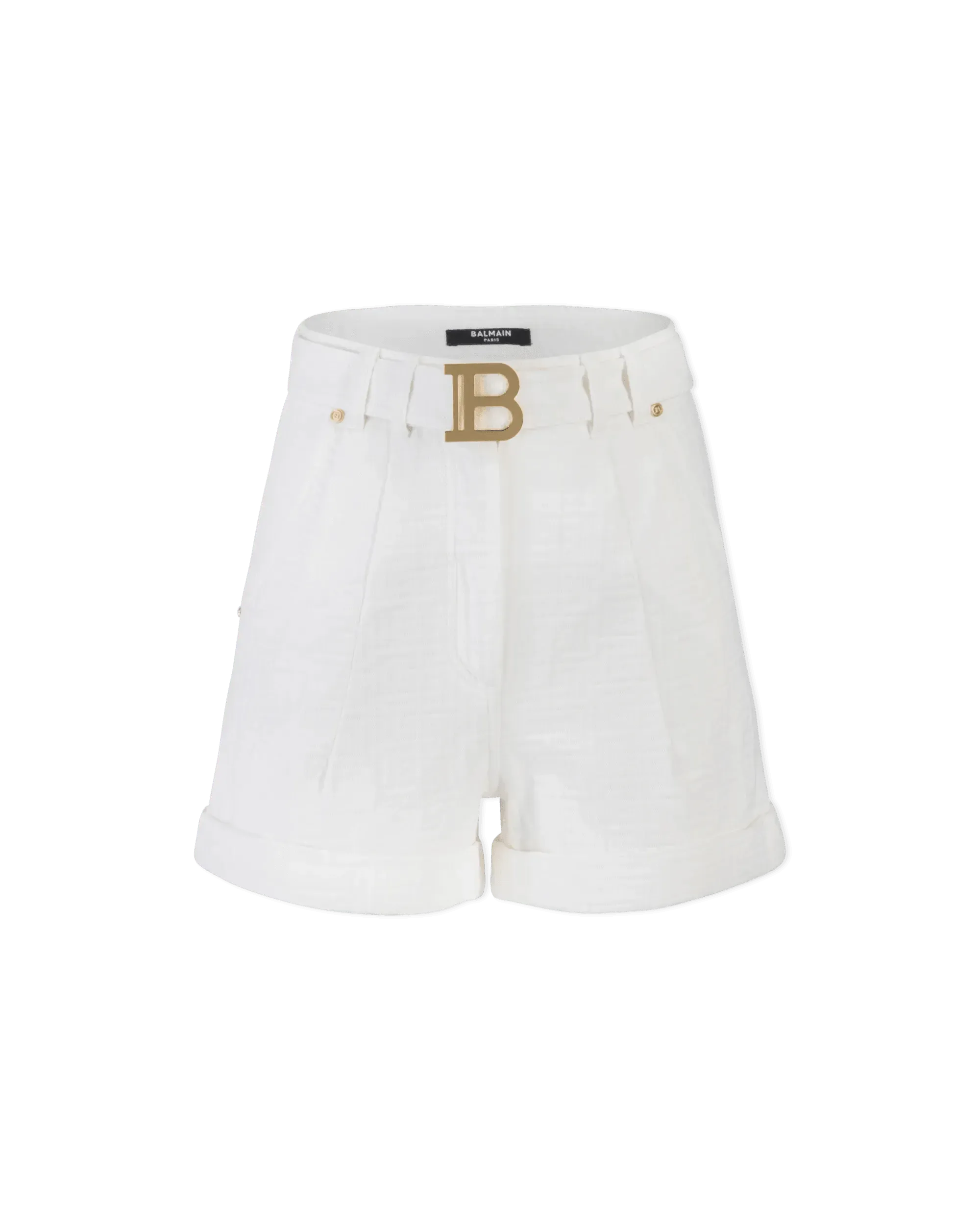 High Waisted Belted Monogram Denim Shorts for Women - Vintage Distressed Denim Shorts with Adjustable Belt - Perfect for Summer, Beach, and Casual Outfits