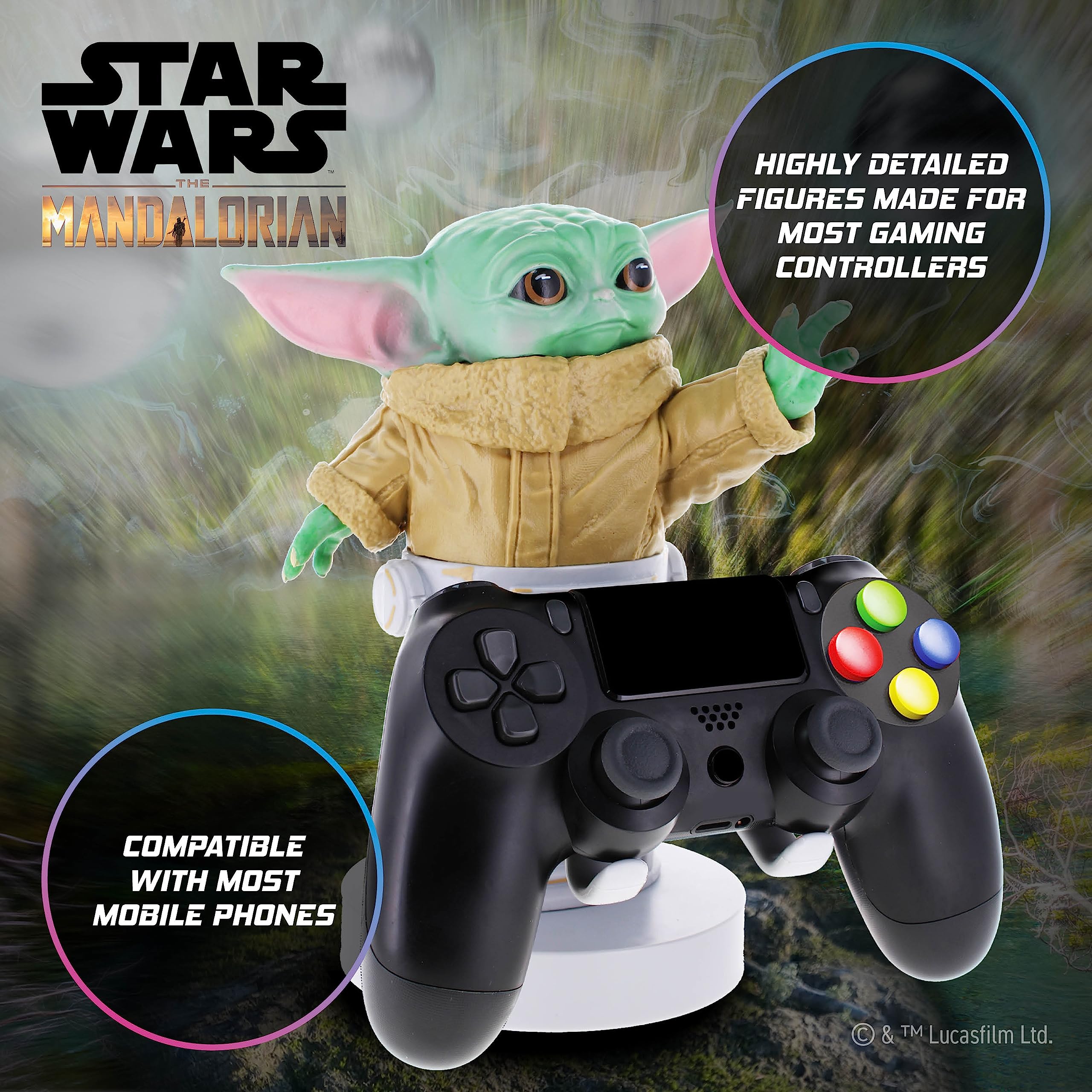 Star Wars The Mandalorian The Child Controller & Phone Holder for PS4 - Cute Gaming Accessories & Desk Organizer - Perfect for Gamers & Star Wars Fans
