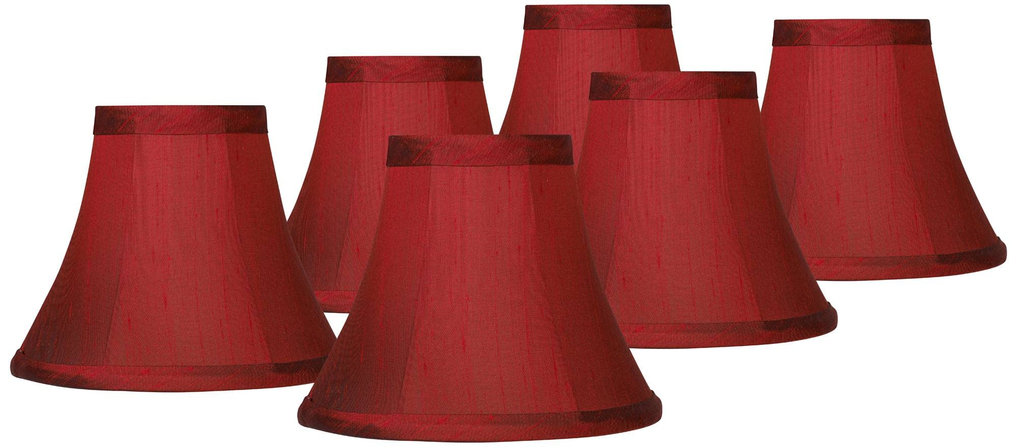 6 Pack Deep Red Faux Silk Bell Lamp Shades - 3