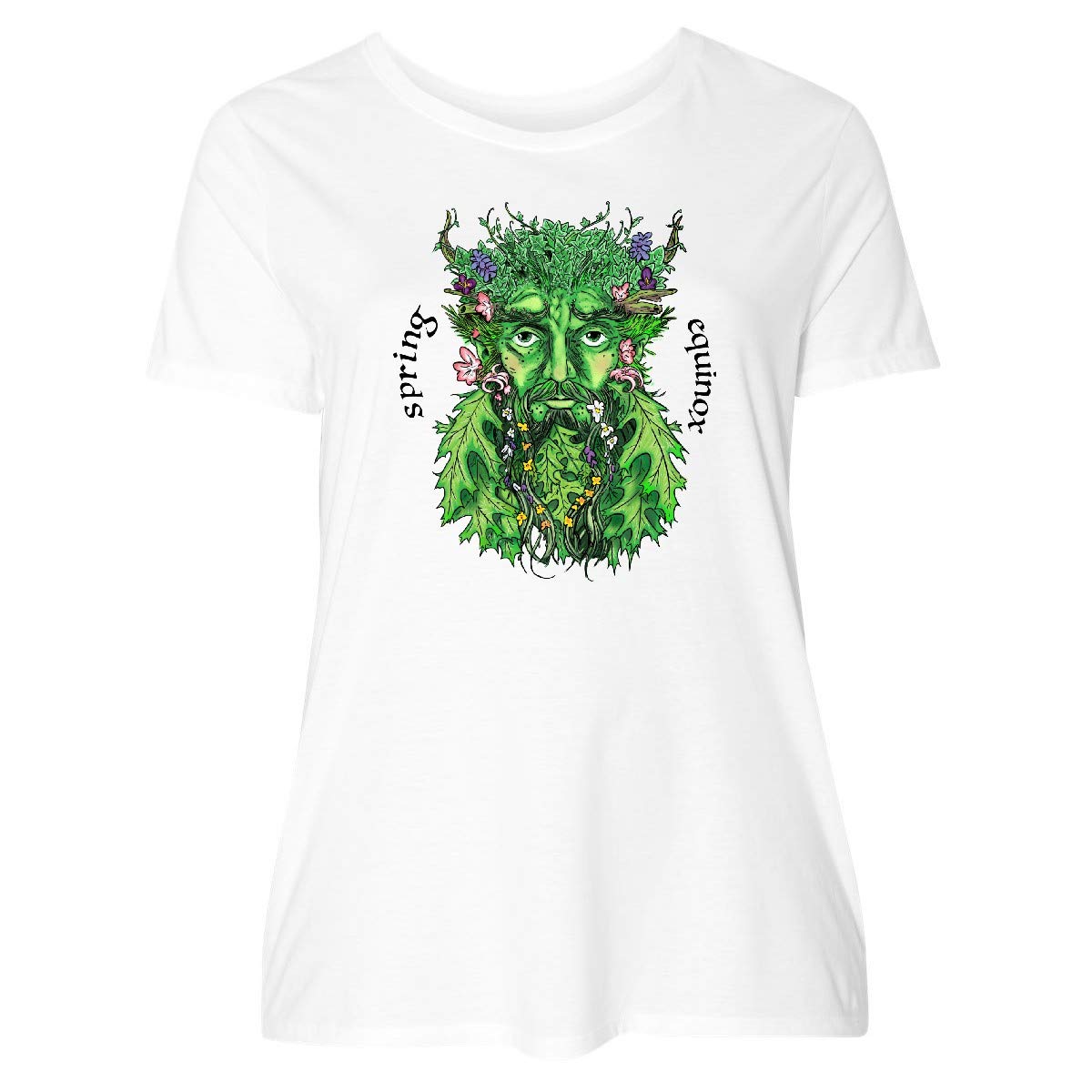 Inktastic 1st Day of Spring Greenman Spring Equinox Women's Plus Size T-Shirt - Comfortable Graphic Tee for Spring Celebrations, Nature Lovers & Festival Outfits