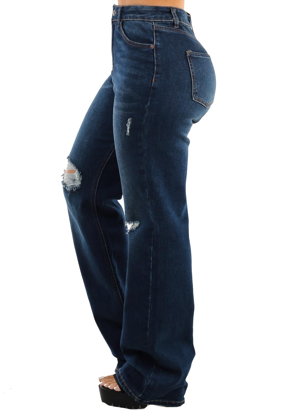 Moda Xpress Women's High Waisted Stretchy Straight Wide Leg Flared Jeans - Comfortable & Trendy Denim Pants for Casual Wear, Office, and Night Out