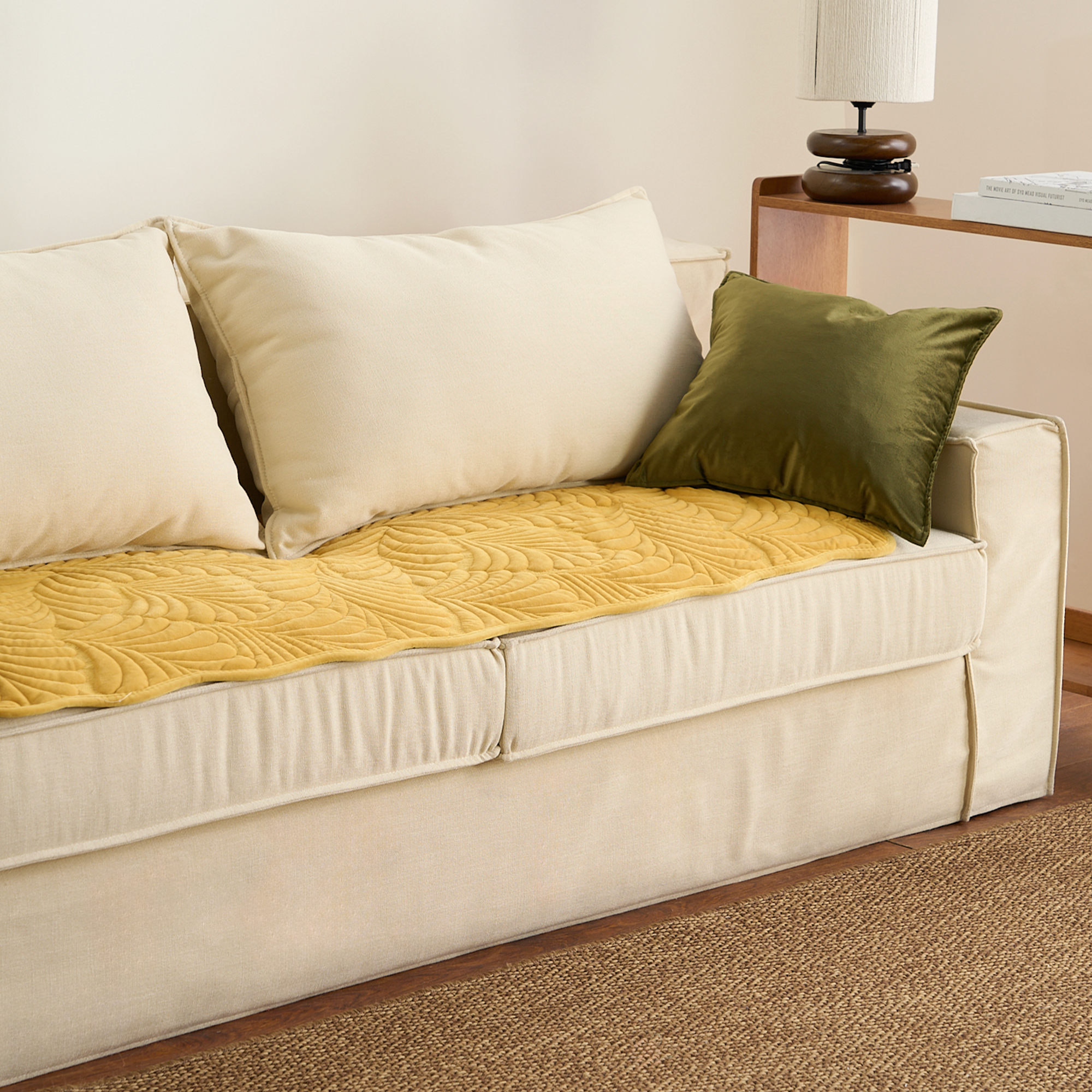 Premium Cotton Leaf Print Sofa Cover - Soft, Durable & Washable for Living Room, Couch Protection & Home Decor