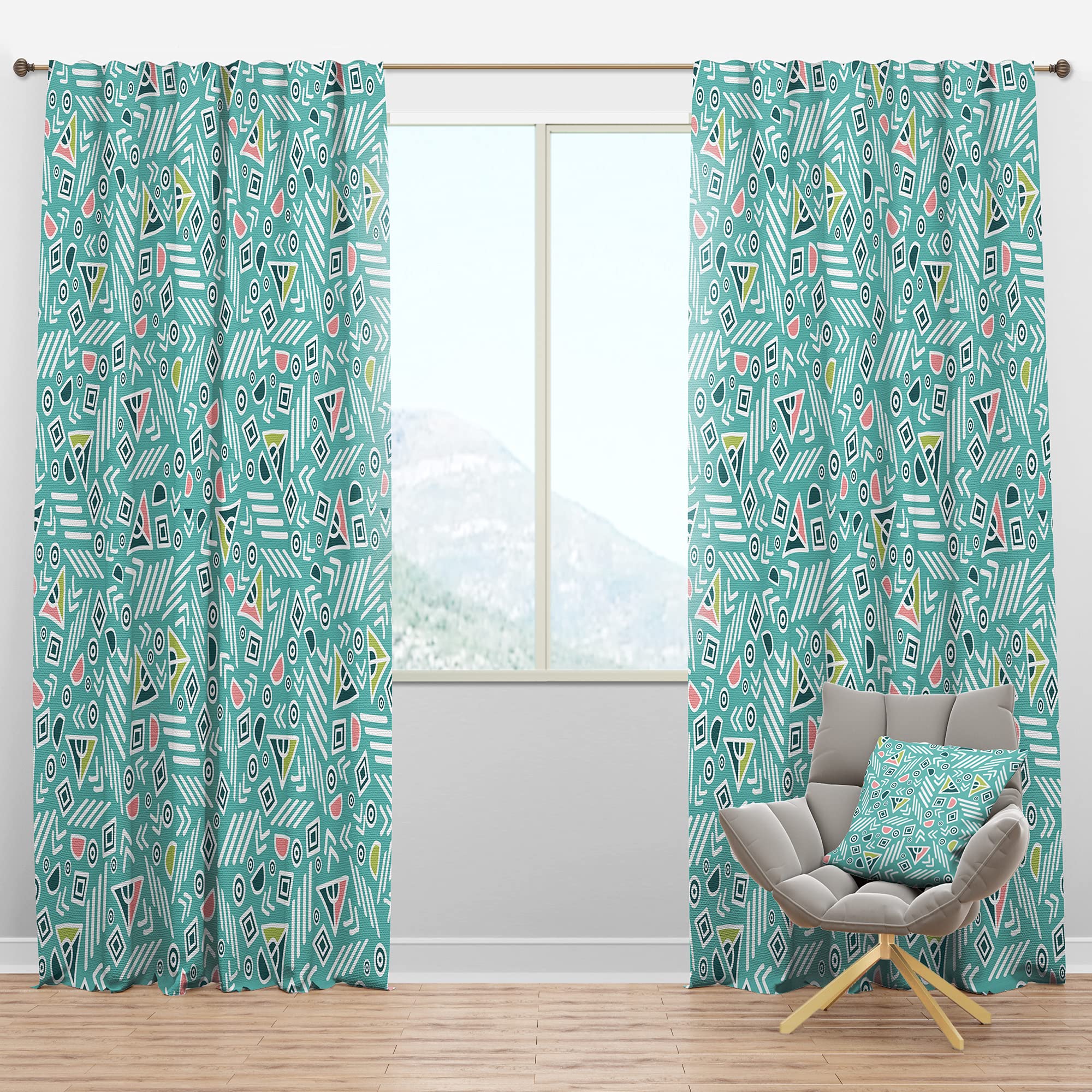 Pastel Tribal Retro Blackout Curtains - Thermal Insulated Bedroom & Living Room Drapes - 52x90 Single Panel - Perfect for Nursery, Home Theater & Light Sleepers