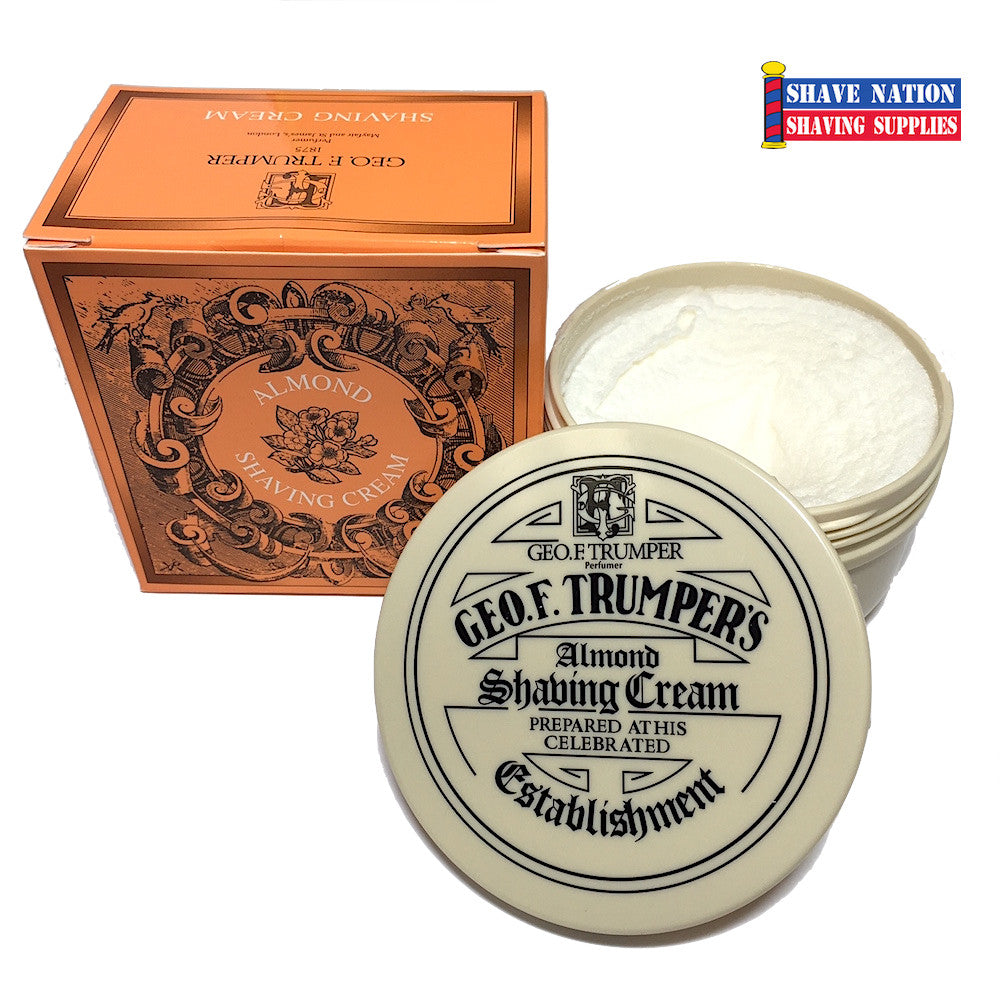 Geo F Trumper Almond Shaving Cream for Men - Luxury Moisturizing Shaving Cream with Natural Ingredients - Perfect for Sensitive Skin & Close Shaves at Home or Travel