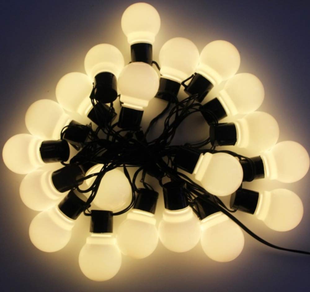 32Ft G50 Globe String Lights with Frosted Bulbs - 38 Warm White LED Lights on Black Wire for Indoor & Outdoor Use - Perfect for Christmas, Garden, Patio, Wedding & Party Decorations