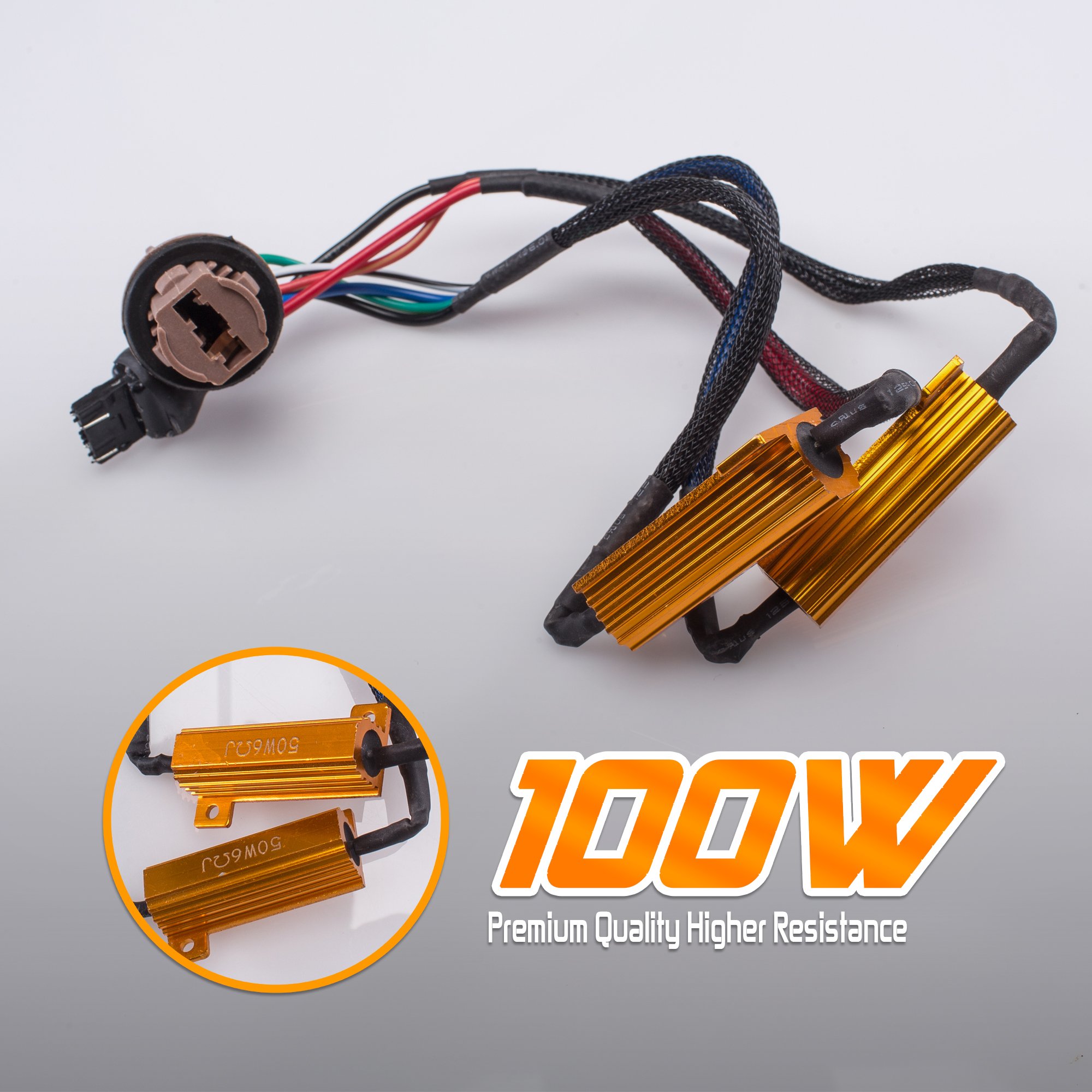 100W 6Ohm LED Load Resistors - Fix Hyperflash & Rapid Blinking for LED Tail Lights, Turn Signals, Reverse Lights (Compatible with Bulb Sizes 7443, 7444, 992) - Perfect for Car, Truck, Motorcycle & RV Lighting Upgrades